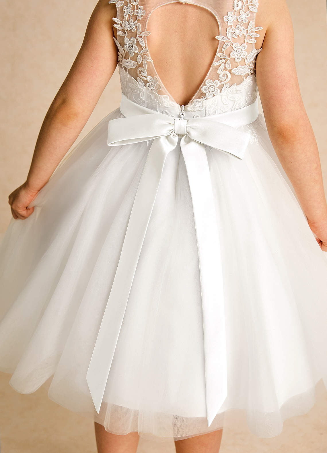 Azazie Lettie Flower Girl Dresses Ivory Ball-Gown Lace Dress image1