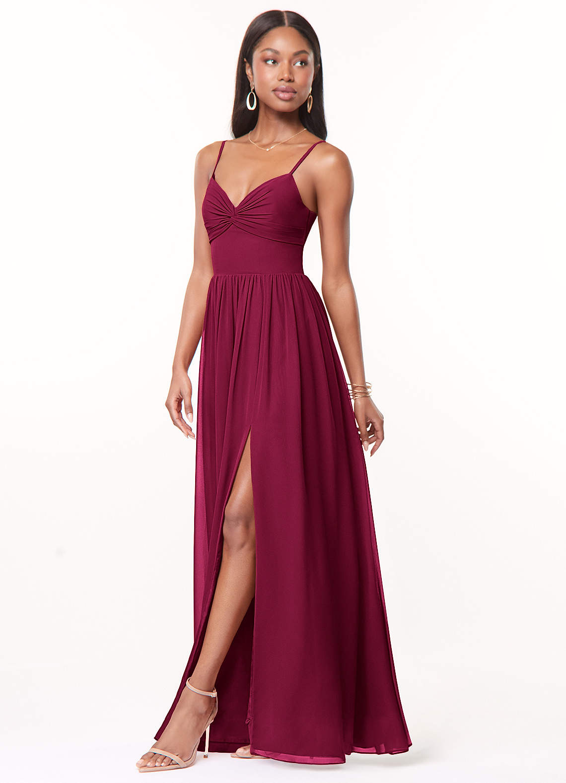azazie burgundy bridesmaid dresses Zeya Chiffon Easy Beautiful Blue Painted dinner dress evening Size:A/B (0-2) For any girl looking