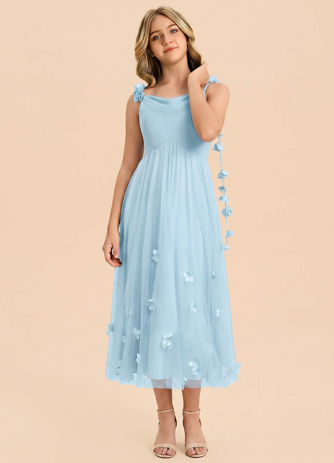 front Azazie Evelyn Junior Formal Dress