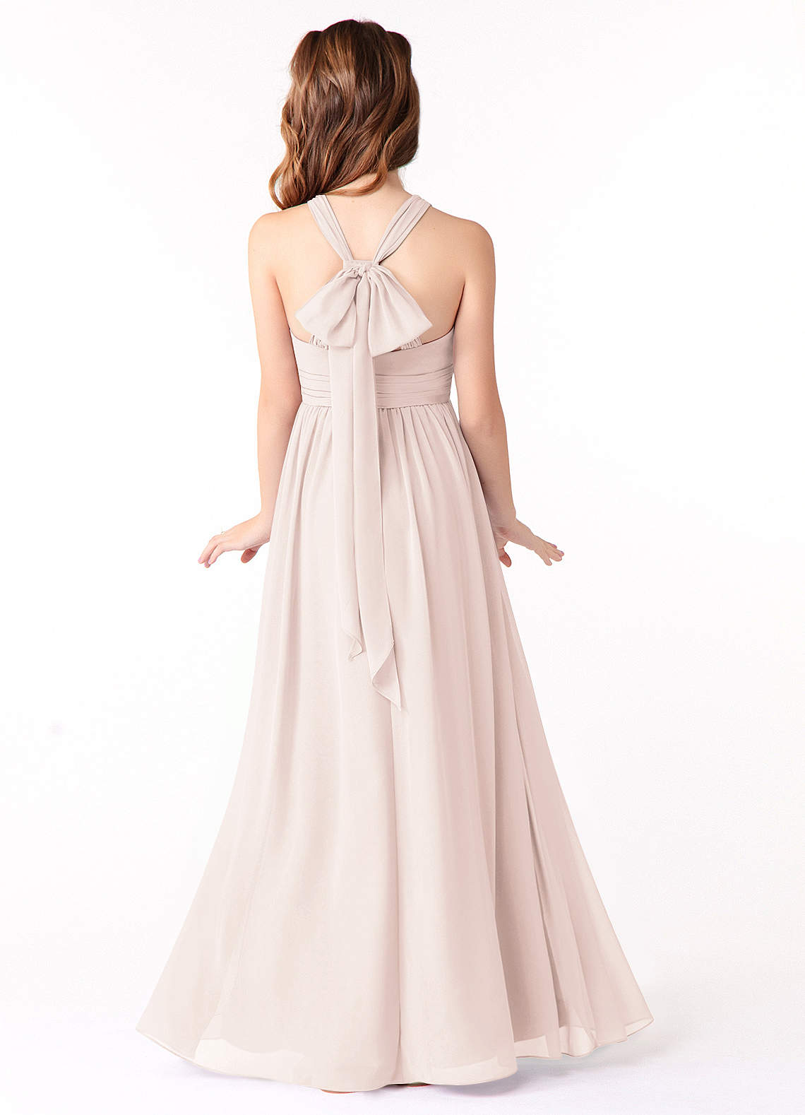Azazie Jaylah Junior Rose Petal A-Line Ruched Chiffon Dress image1