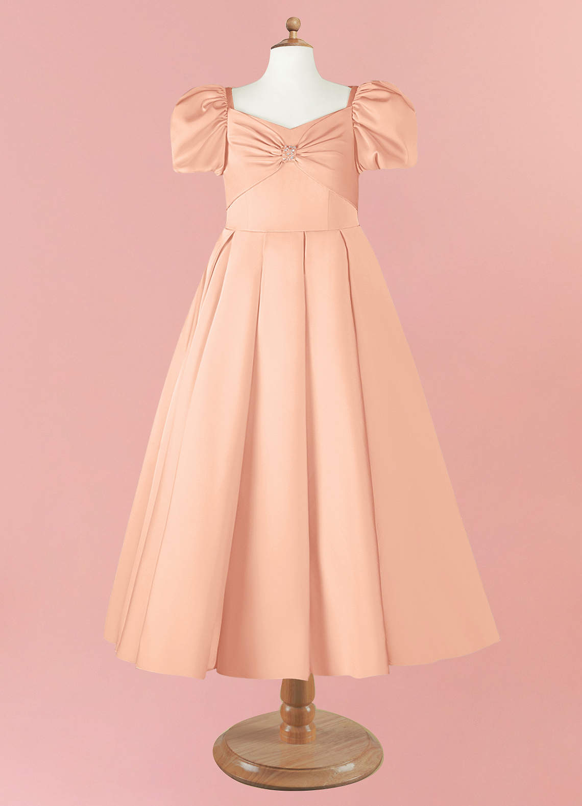 Barbie ♥ Azazie Flower Girl Dresses English Rose Ball-Gown Sweetheart Neckline Stretch Satin Dress image8