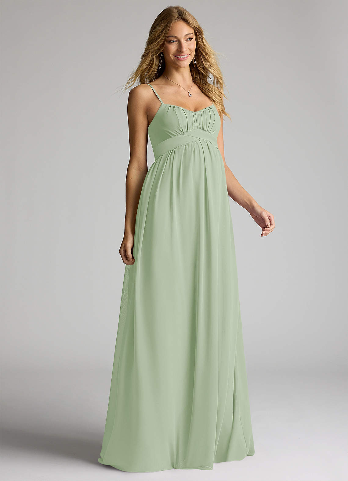 Azazie Llana Vestidos de dama de honra para maternidade Vestir Linha A Comprimento do chão Chiffon image1