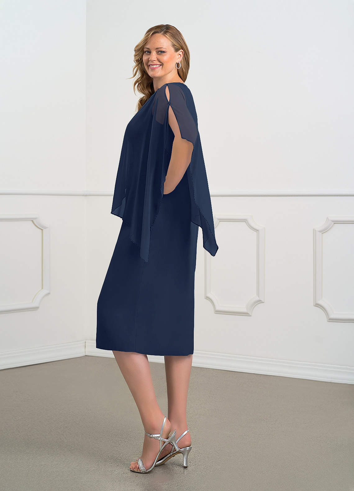 Azazie Sparrow Mère de la mariée Robes Robe Fourreau en Mousseline de soie Paillettes Bleu Marine Foncé image8