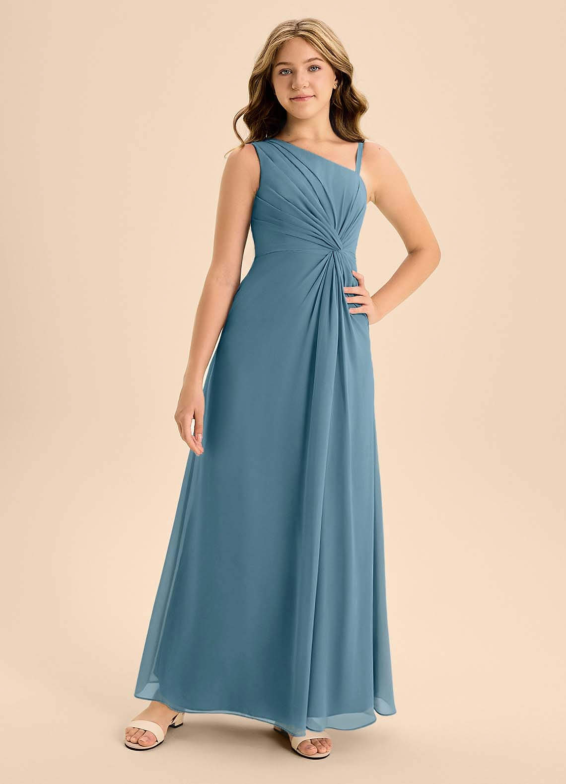 Azazie Brooke Junior Bermuda A-Line Side Slit Chiffon Dress image3