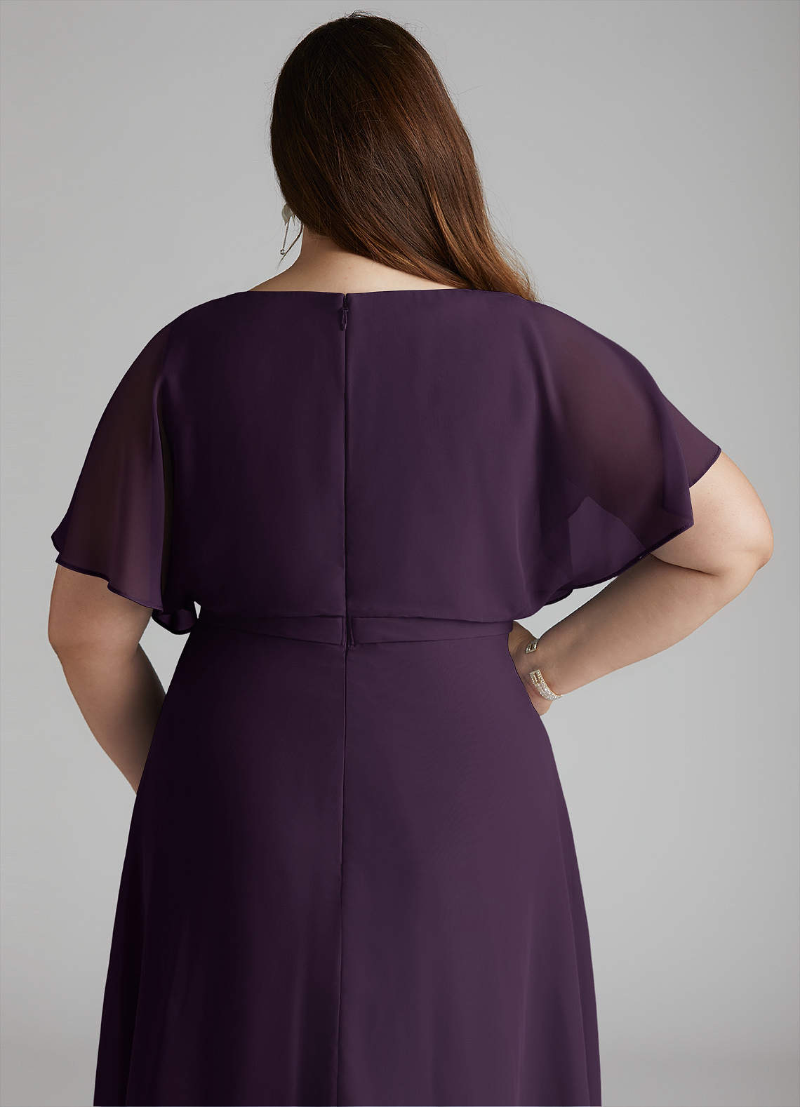 Azazie Aaliyah Modest Bridesmaid Dresses A-Line Scoop Pleated Chiffon Floor-Length Dress image18