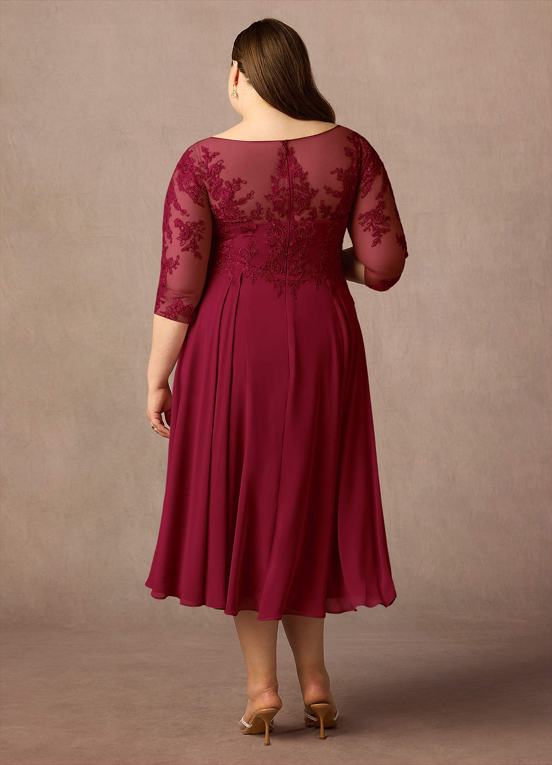 Azazie Marge Kleider für die Brautmutter A-Linie Schaufel Spitze Chiffon Kleid Burgunderrot image8
