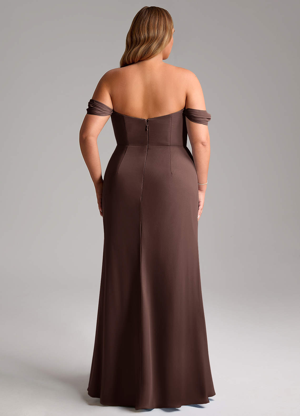 Azazie Saige Bridesmaid Dresses Ganache A-Line Off the Shoulder Chiffon Convertible Dress image14