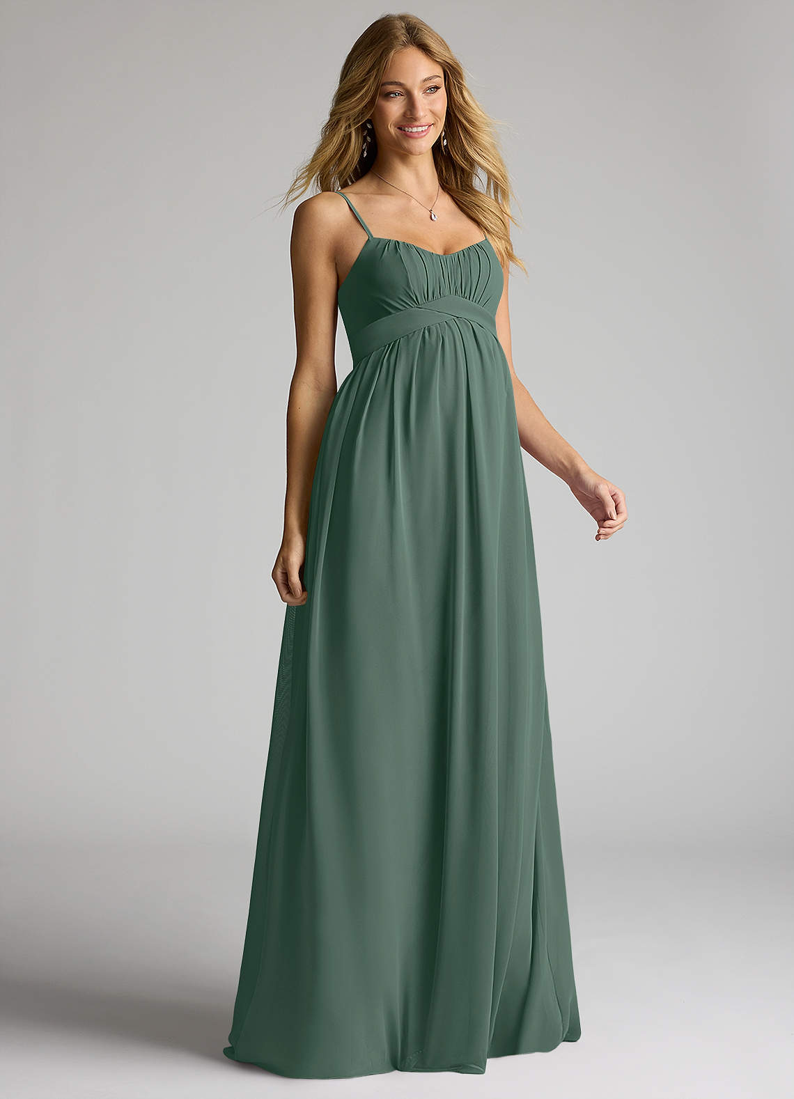 Azazie Llana Maternity Bridesmaid Dresses A-Line Chiffon Floor-Length Dress image1
