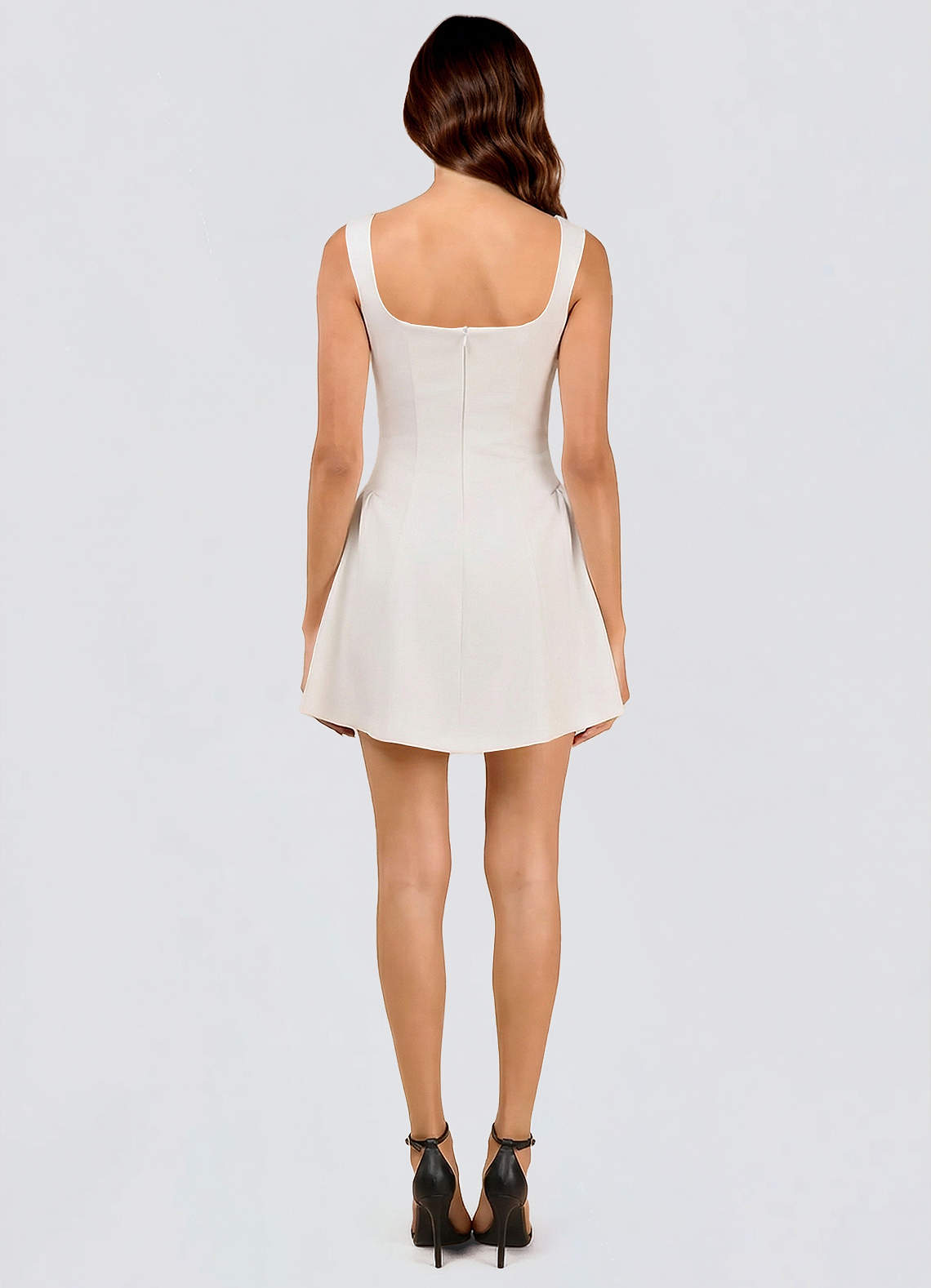 sachin and babi light blue dress Maya White Halter Neck & Open Back Floral Lace Mini Dress – Maya Deluxe main image 0