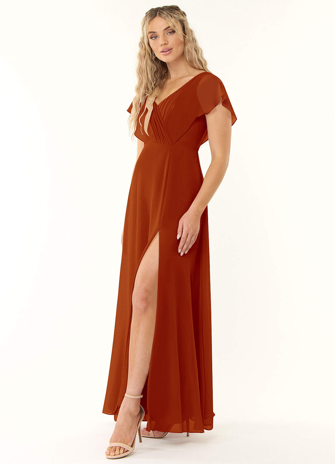 Azazie Rylee Probar vestidos en casa Vestido de Salvia Polvorienta de Gasa de Corte en A con Plisado image2