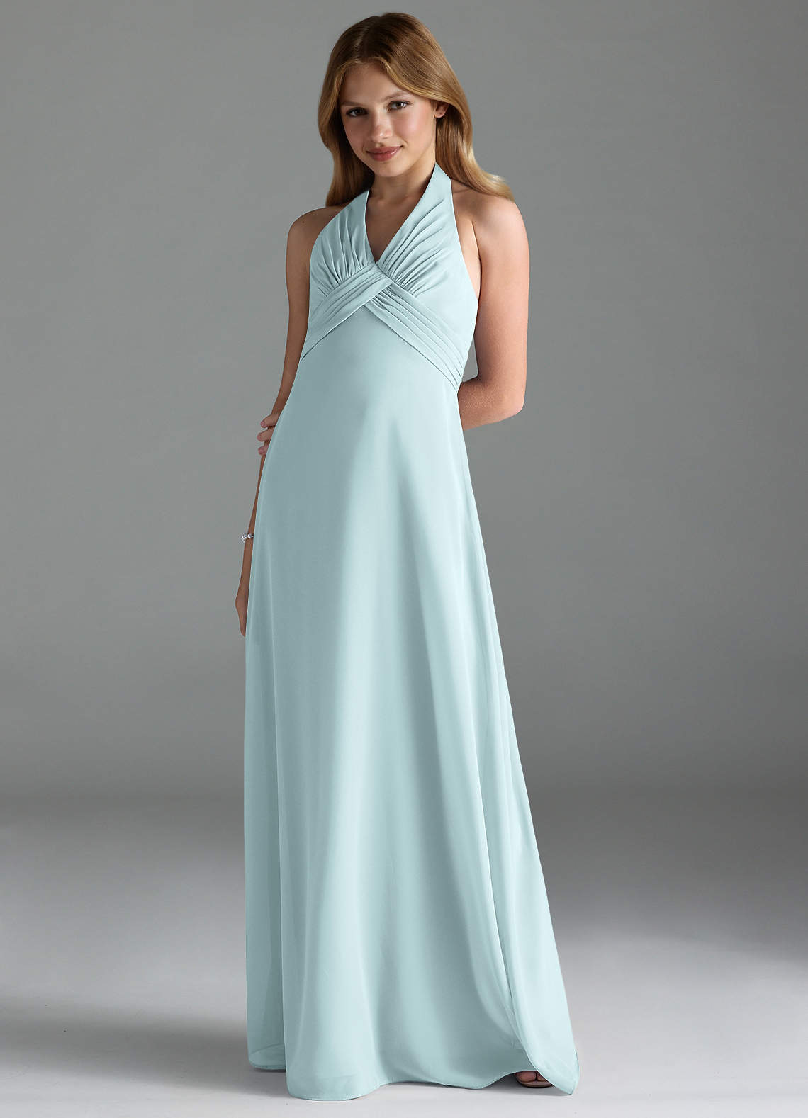 Azazie Tessie Junior Mist A-Line Pleated Chiffon Dress image1