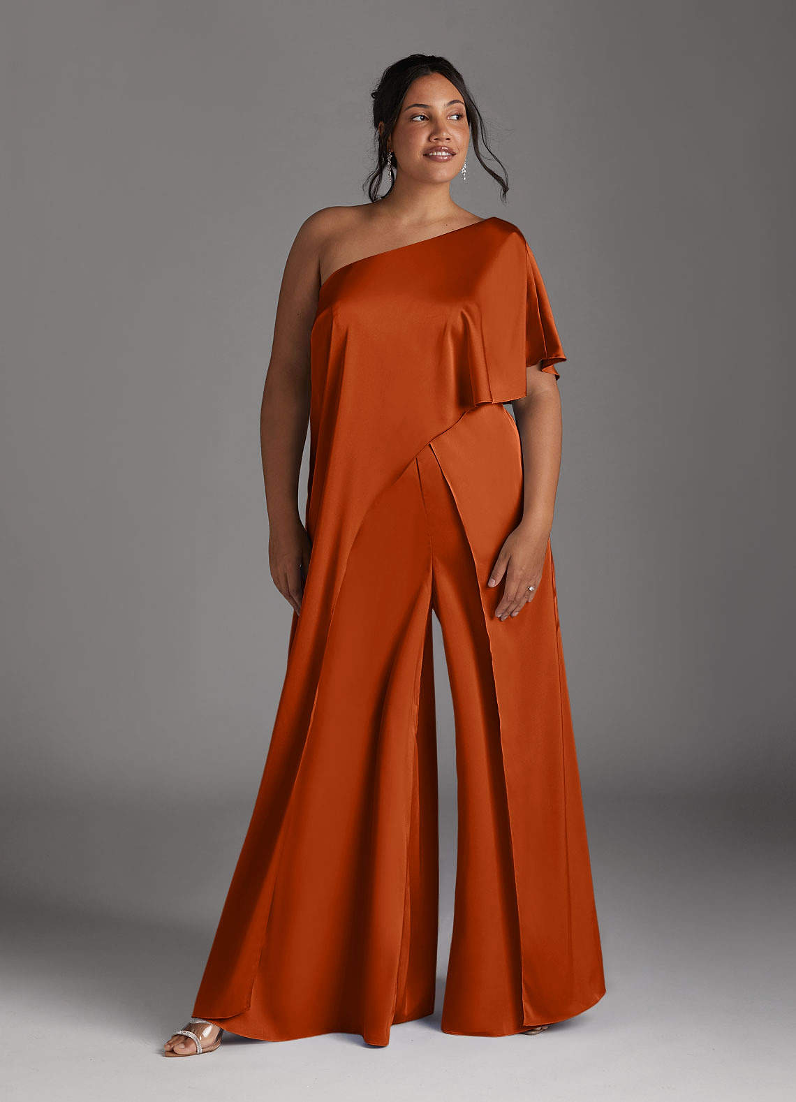 Azazie Hagretta Mère de la mariée Robes Robe Combinaison/Tailleur Pantalon en Satin extensible Orange Brûlée image8