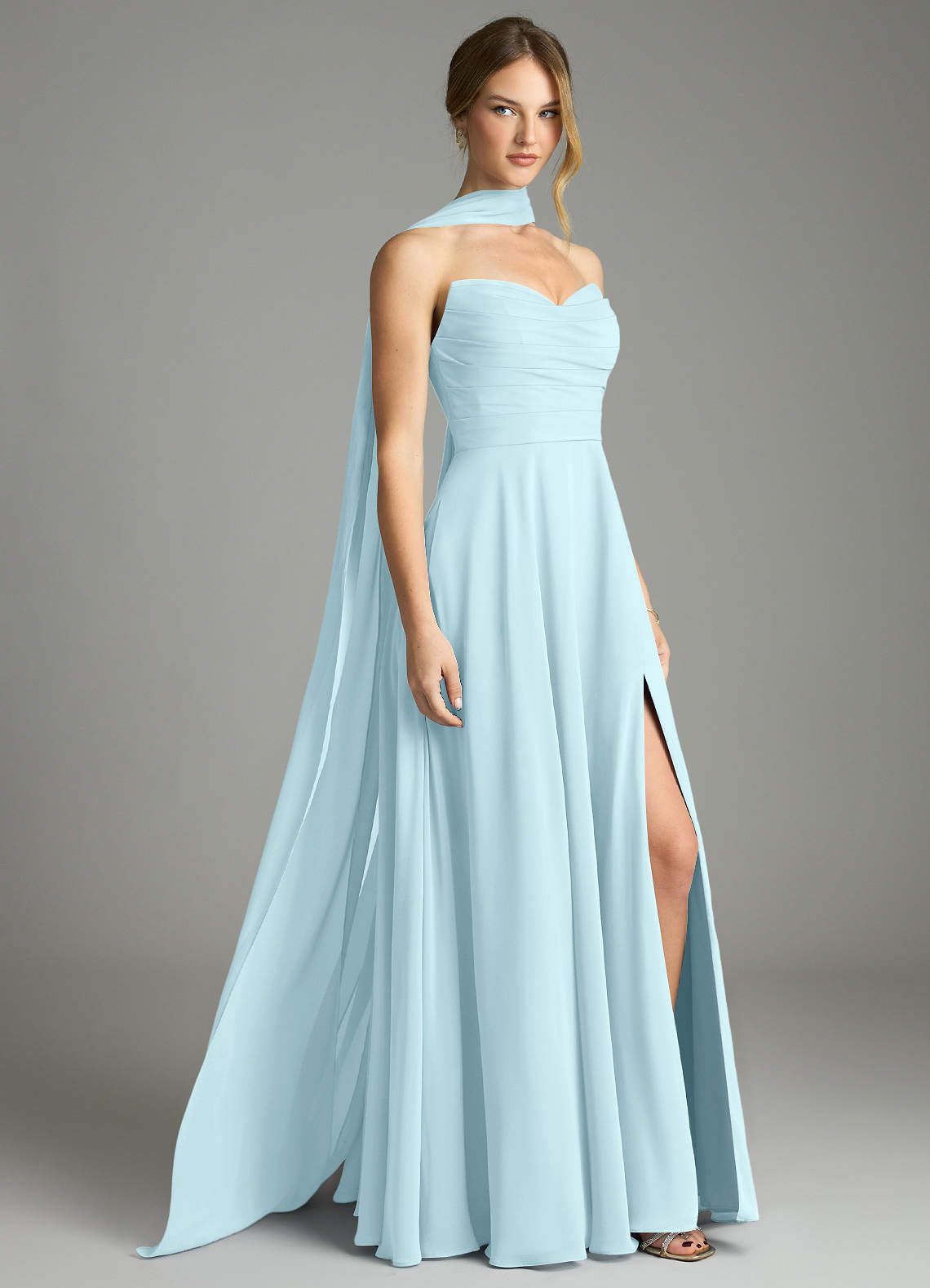 Azazie Ayla Cloud Blue Chiffon Bridesmaid Dresses | Azazie