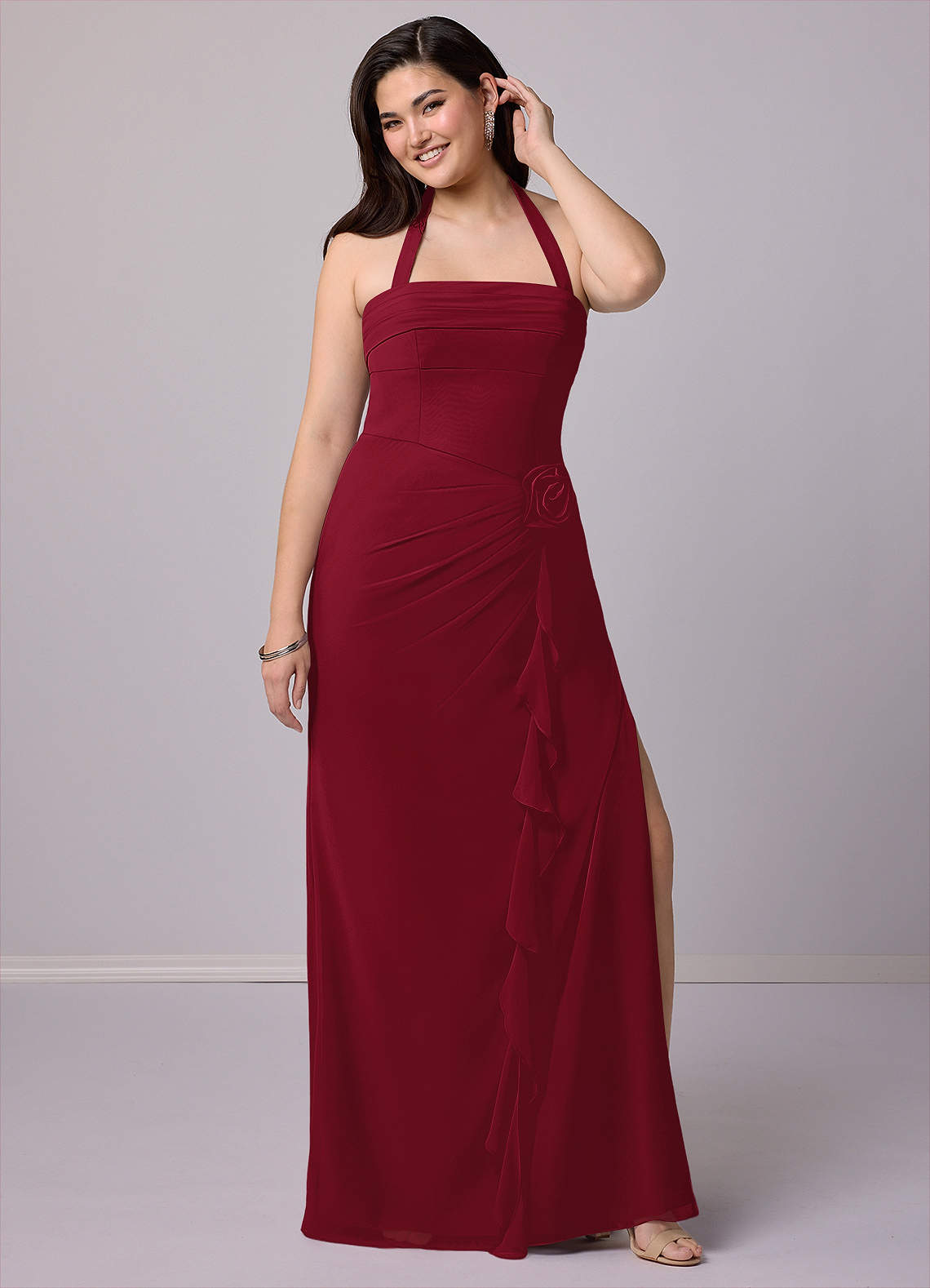 Barbie ♥ Azazie Bridesmaid Dresses Burgundy Sheath Strapless Chiffon Convertible Dress image11