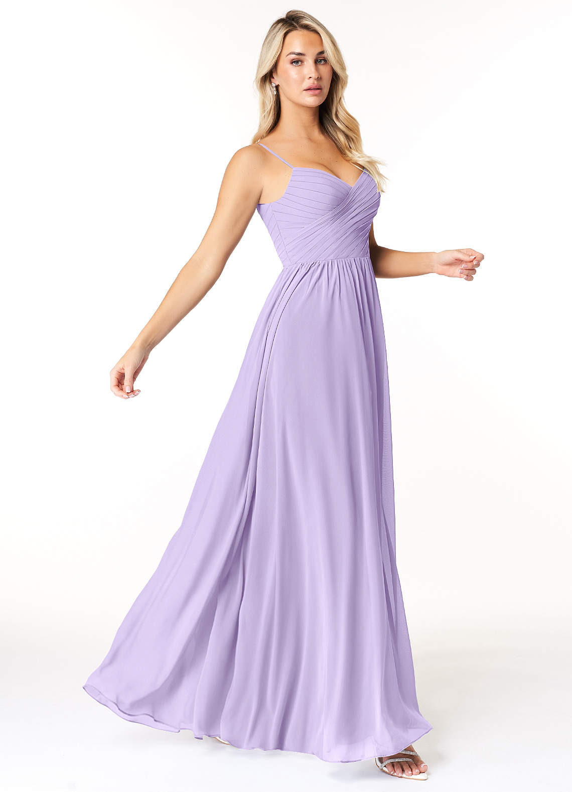 Azazie Lisbon Bridesmaid Dresses Lilac A-Line Sweetheart Neckline Chiffon Dress image1