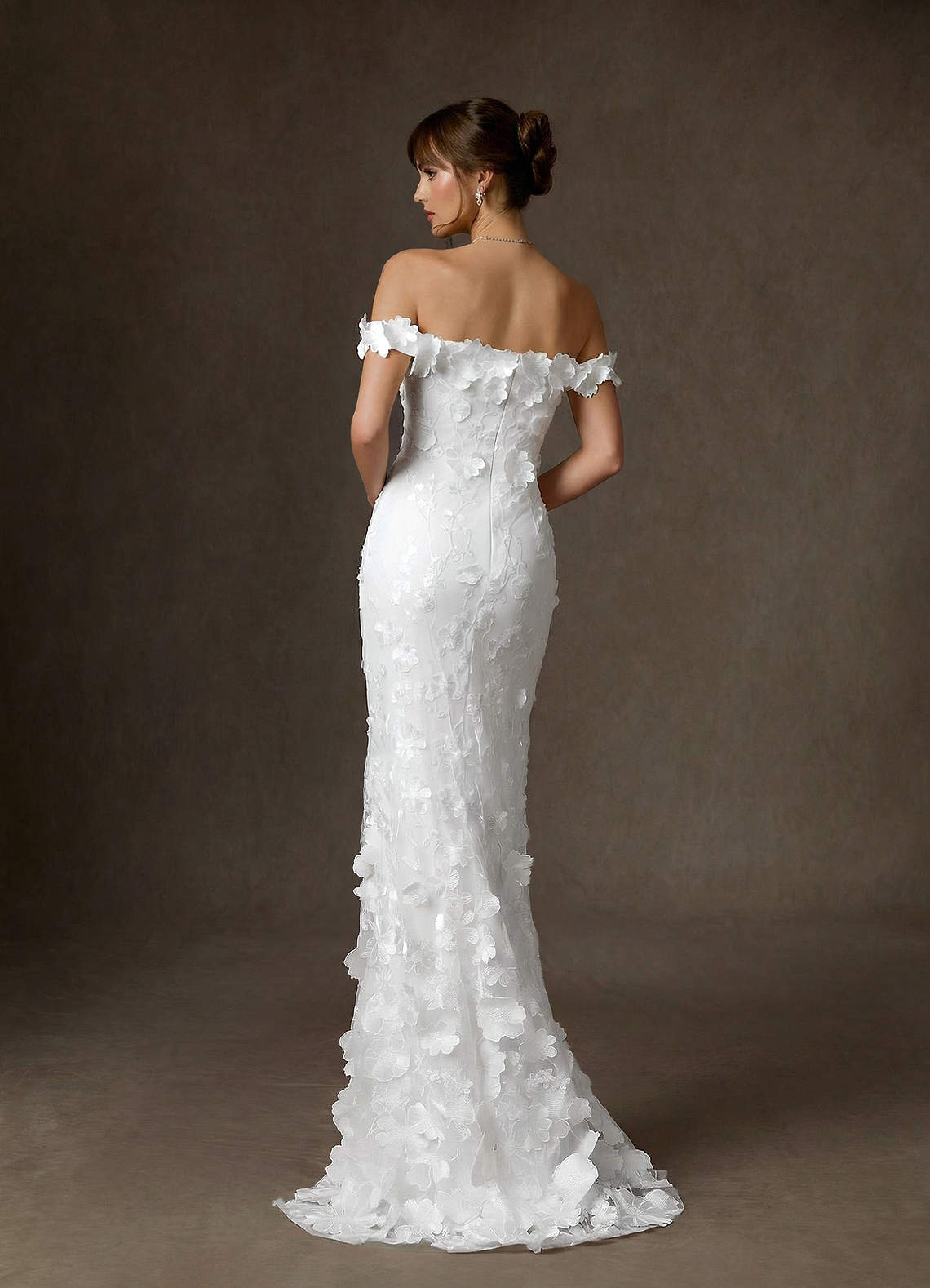 Azazie Olessia Abiti da Sposa Abito Sirena in Pizzo Bianco Diamante image1