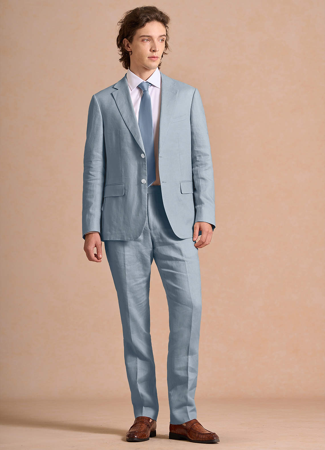 front Harrison Azul Polvoriento Traje 100% lino