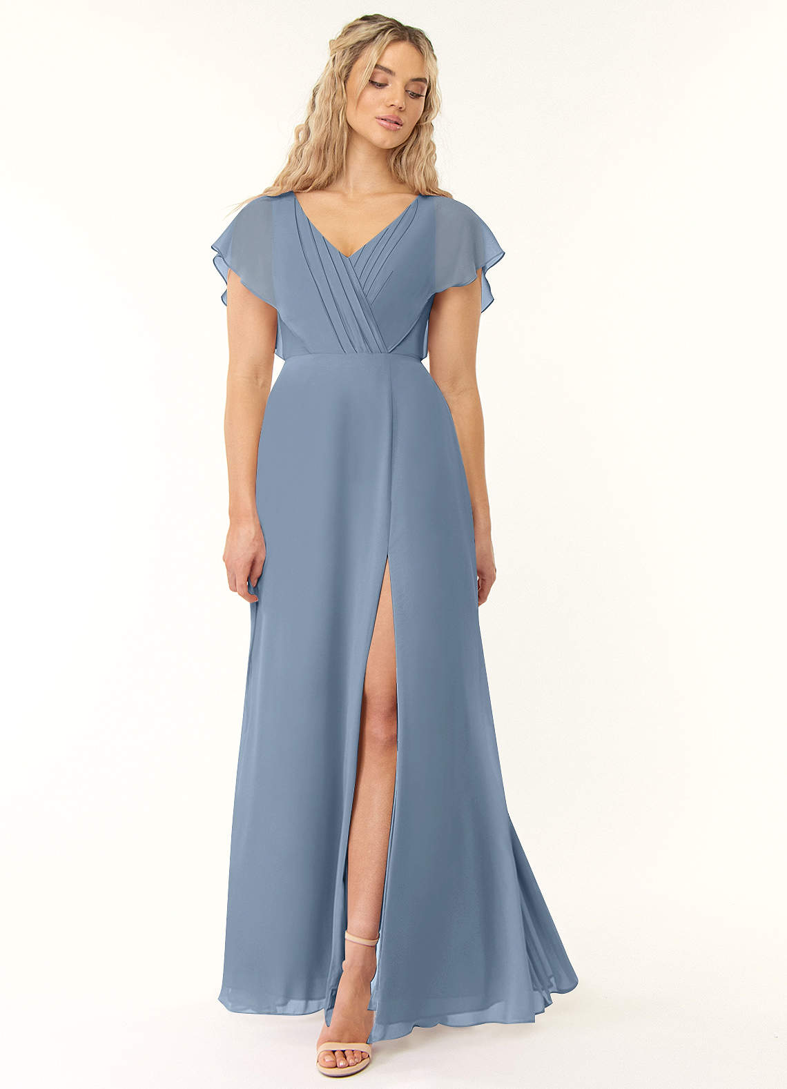 Dusty Blue Azazie Rylee Bridesmaid Dresses Azazie