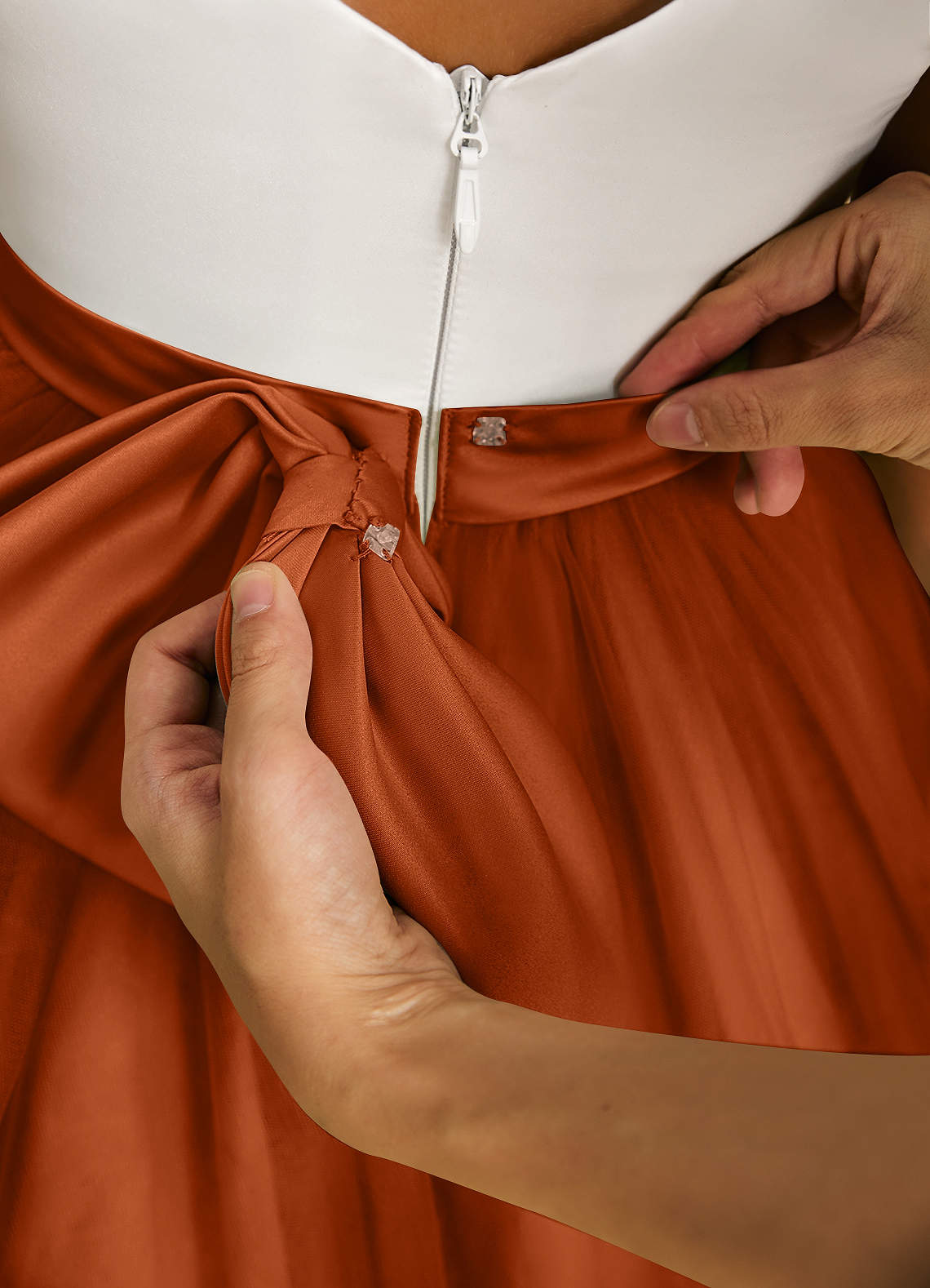 Azazie Sprout Flower Girl Dresses Burnt Orange A-Line Bow Tulle Dress image4