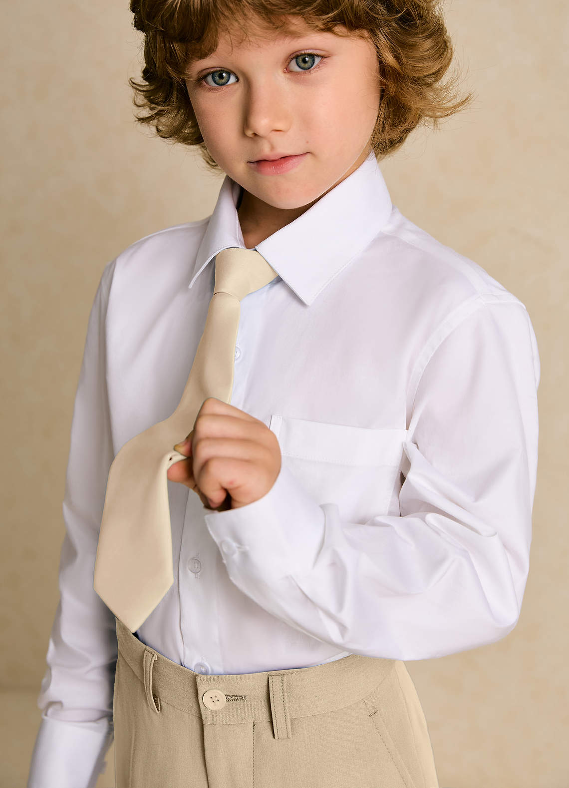 front Oliver Boys Tan 5-Piece Suit