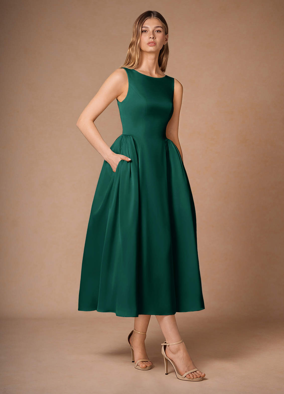 Casey Hunter Green Midi Dress | Azazie