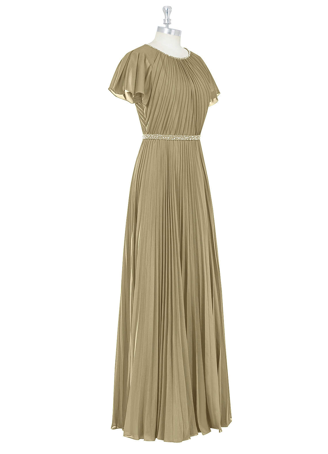Azazie Kara At-home Try On Dresses A-Line Pleated Chiffon Floor-Length Dress image8