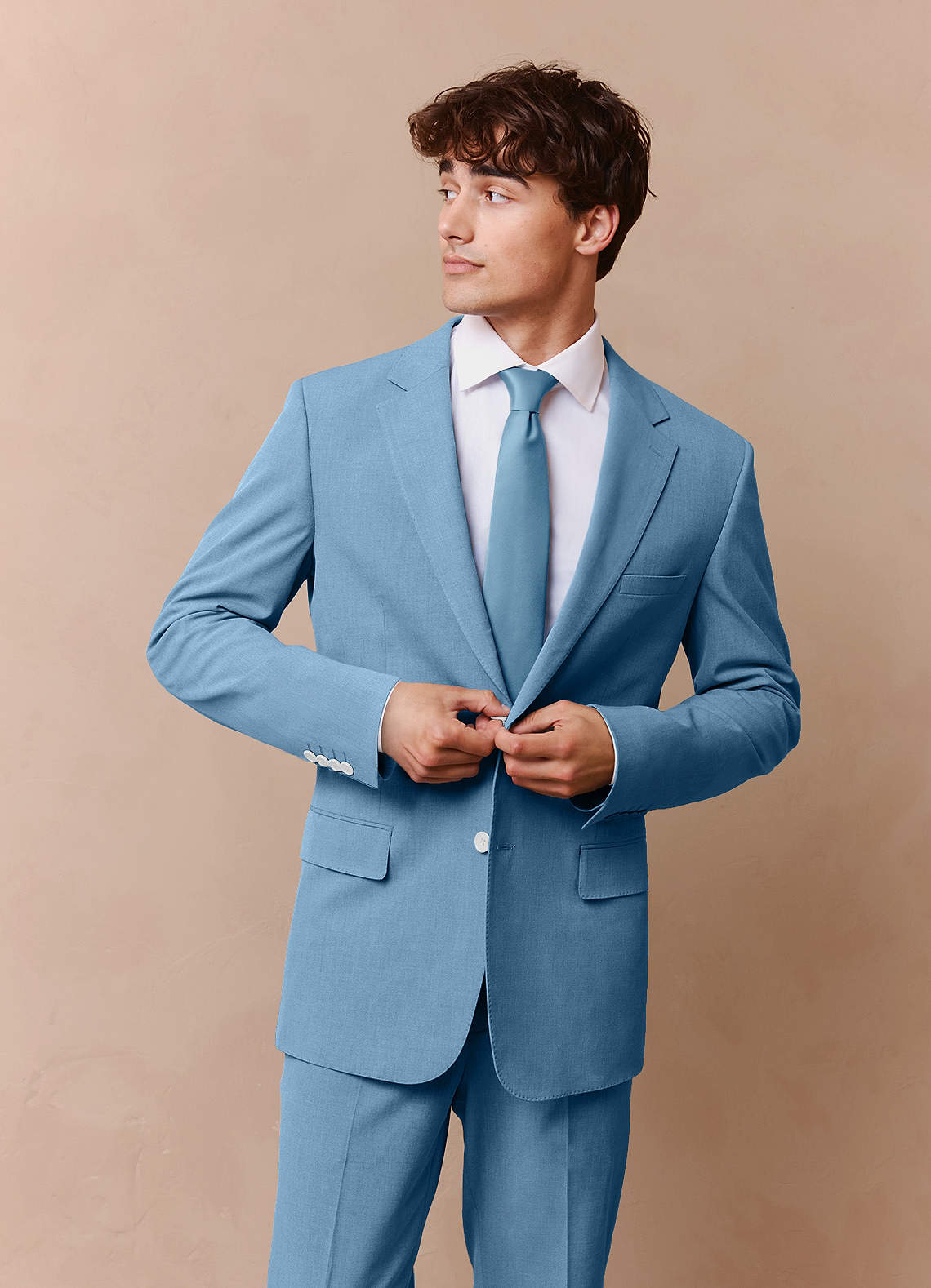 front James Steel Blue Structured Stretch Suit