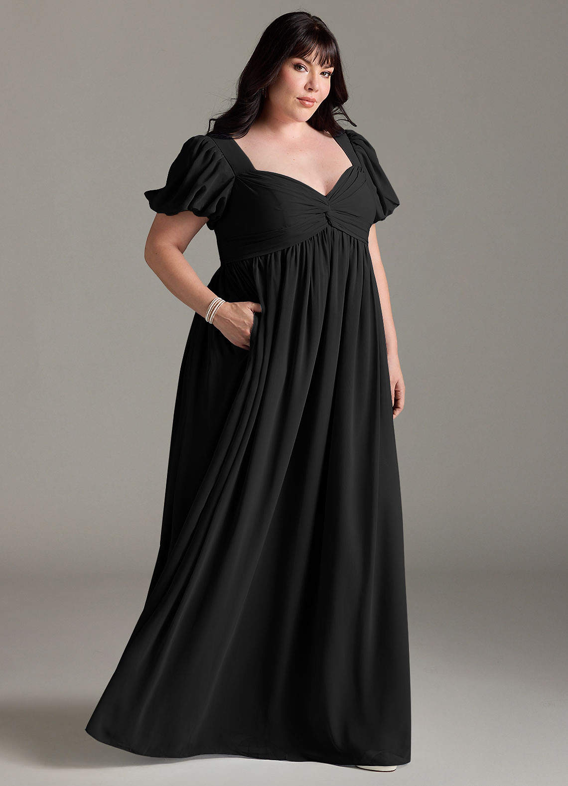 Azazie Madisynn Maternity Bridesmaid Dresses Bow Chiffon Floor-Length Dress image6