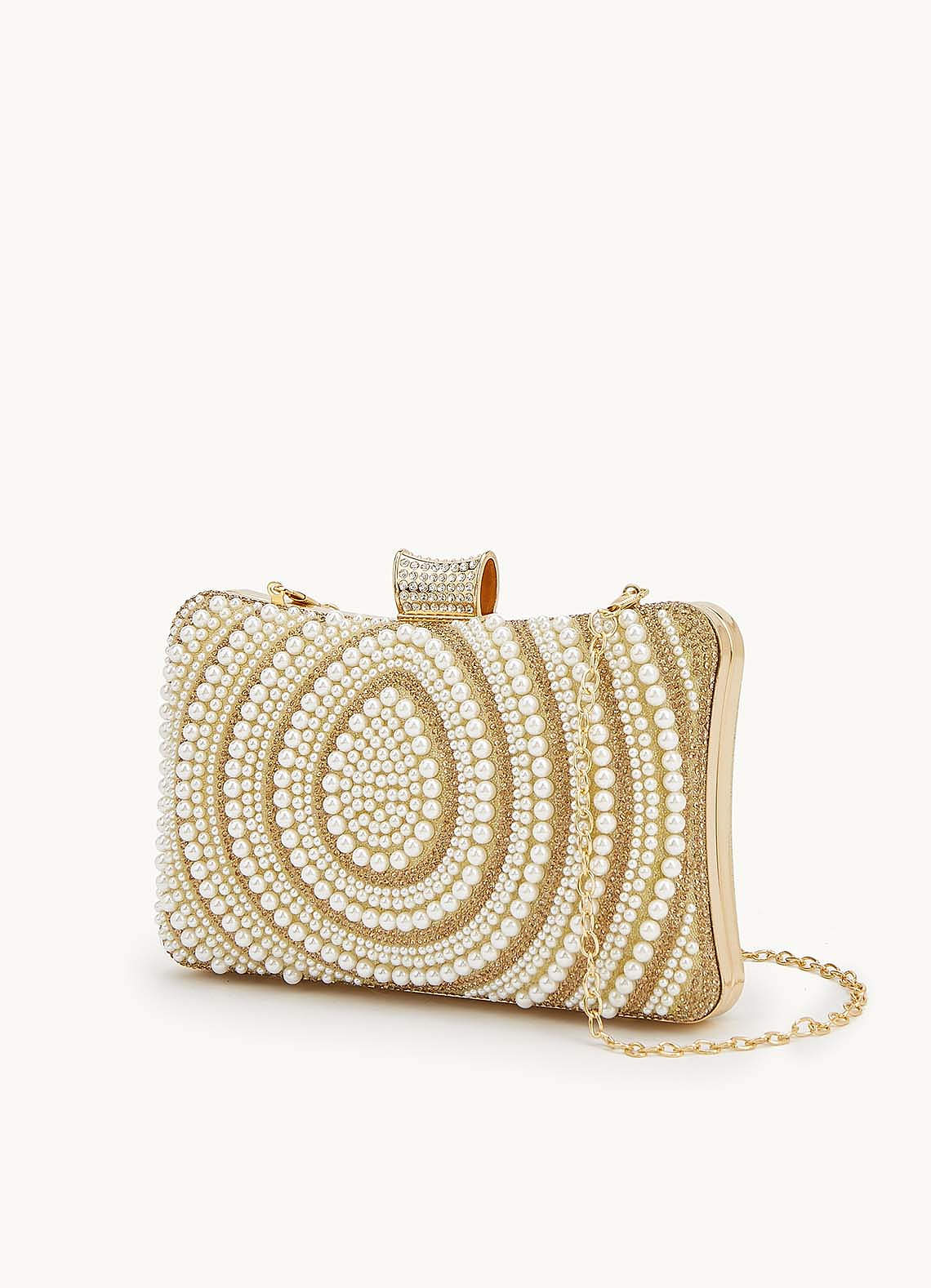 front Pearl Beaded Clutch Bag