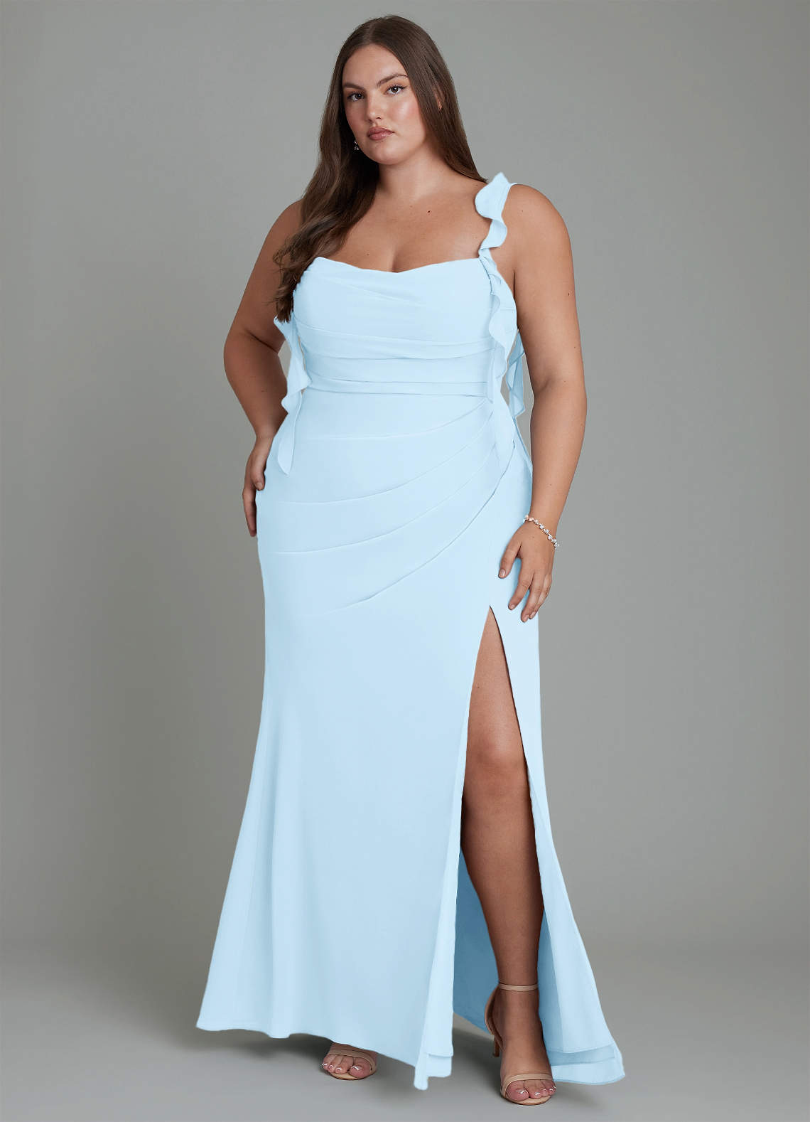 Azazie Jessamine Bridesmaid Dresses Sky Blue Mermaid Corset Chiffon Dress image8