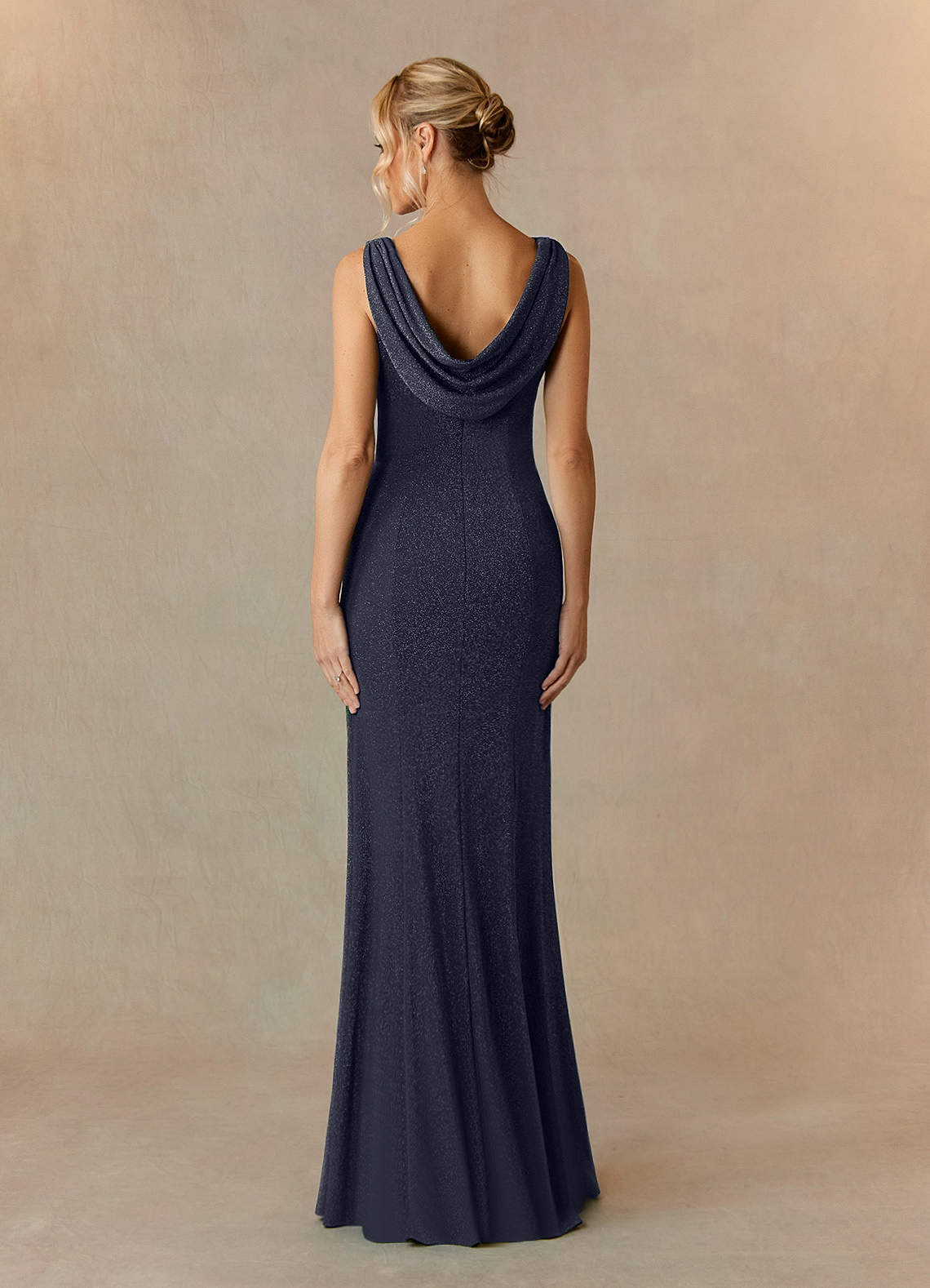 Upstudio Hamden At-home Try On Dresses Dark Navy Mermaid Bateau Neckline Metallic Knit Dress image3