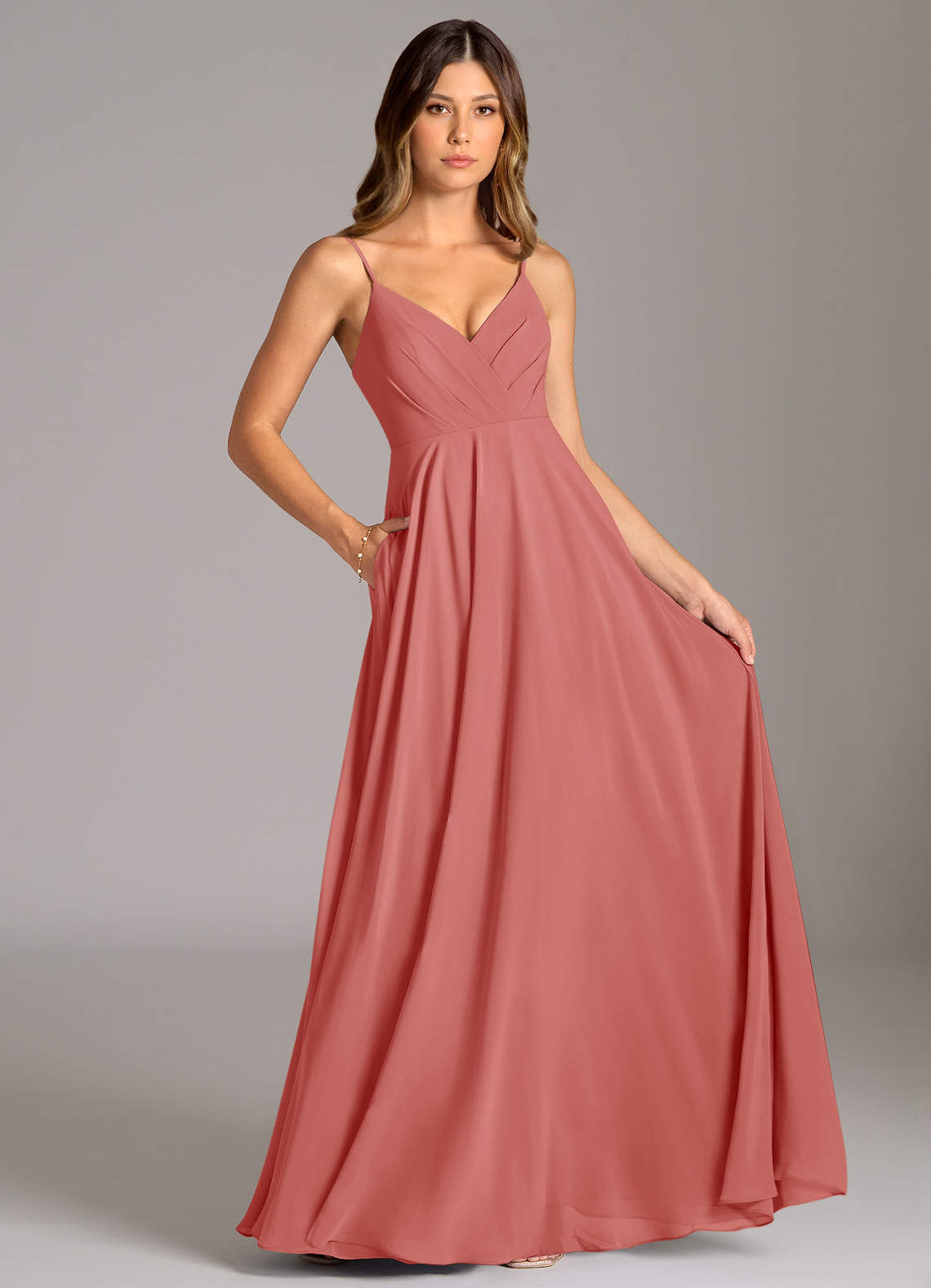 Azazie Amani Antique Rose Chiffon Bridesmaid Dresses | Azazie