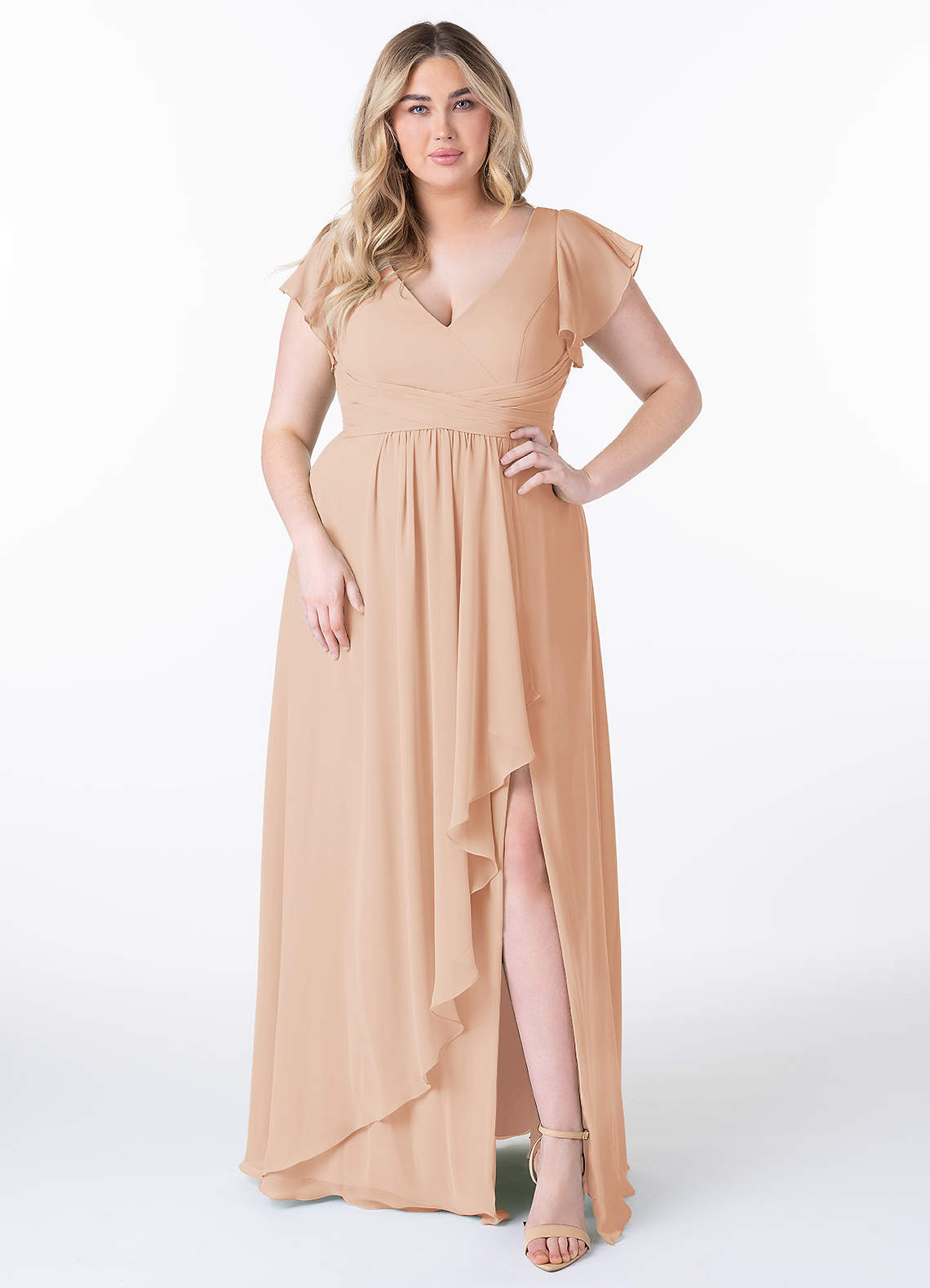 Azazie Omari Bridesmaid Dresses English Rose A-Line Chiffon Dress image1