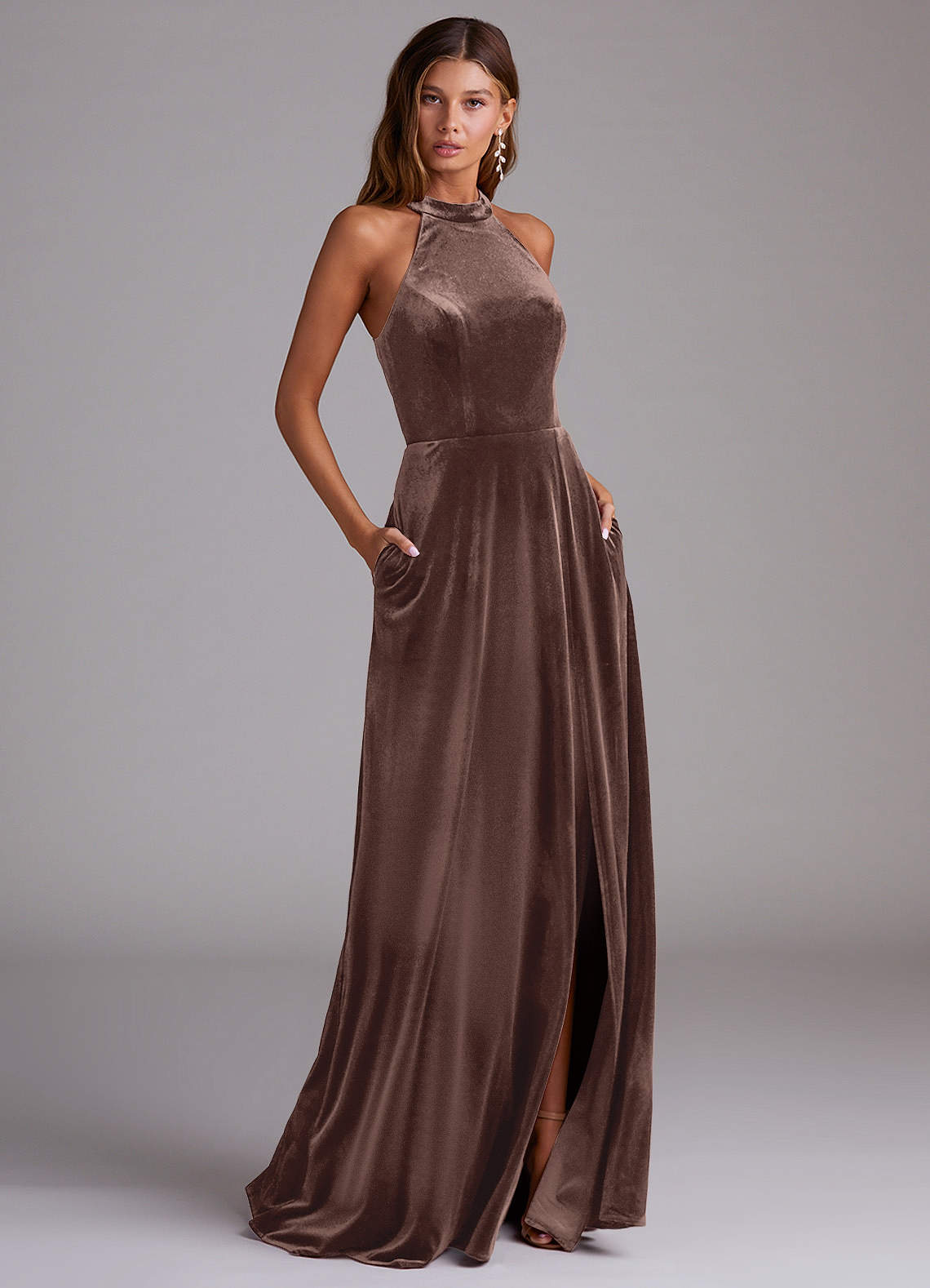 velvet bridesmaid dresses uk Azazie Larice Ganache Size:4 US Brand_Coaster Voianlimo Womens Dresses Casual Red velvet plus a modest slit.