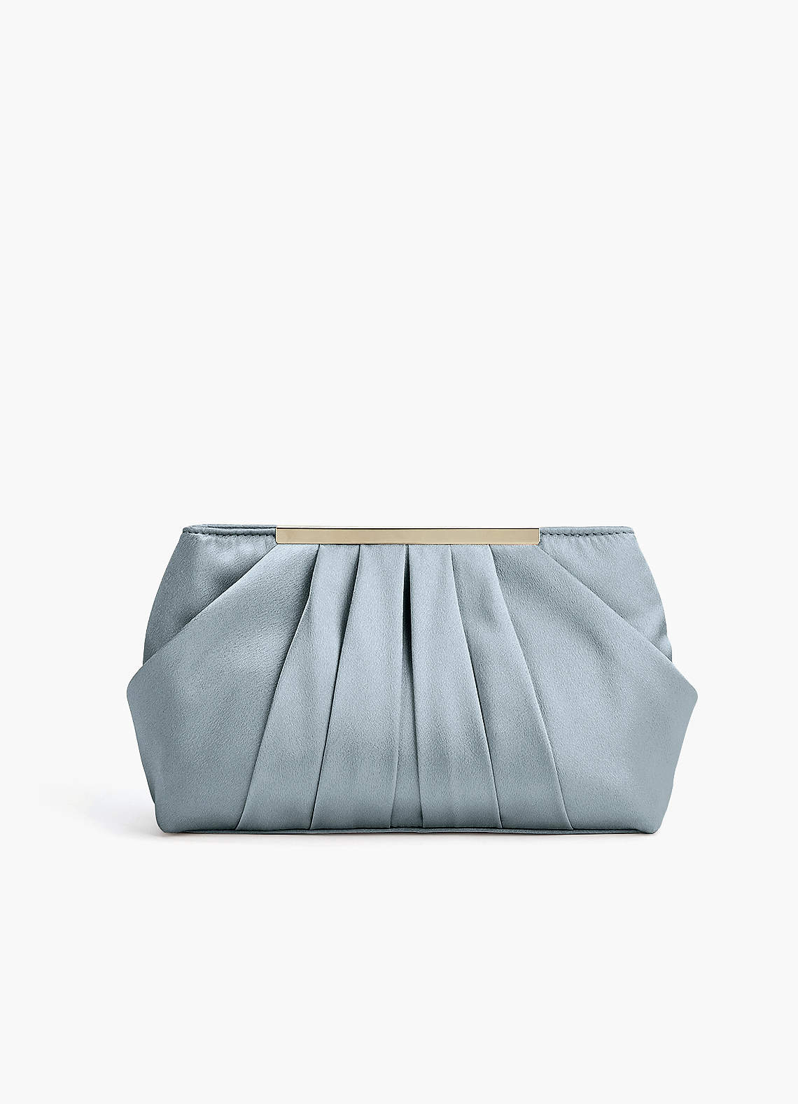 front Matching Color Metallic Satin Pleated Clutch