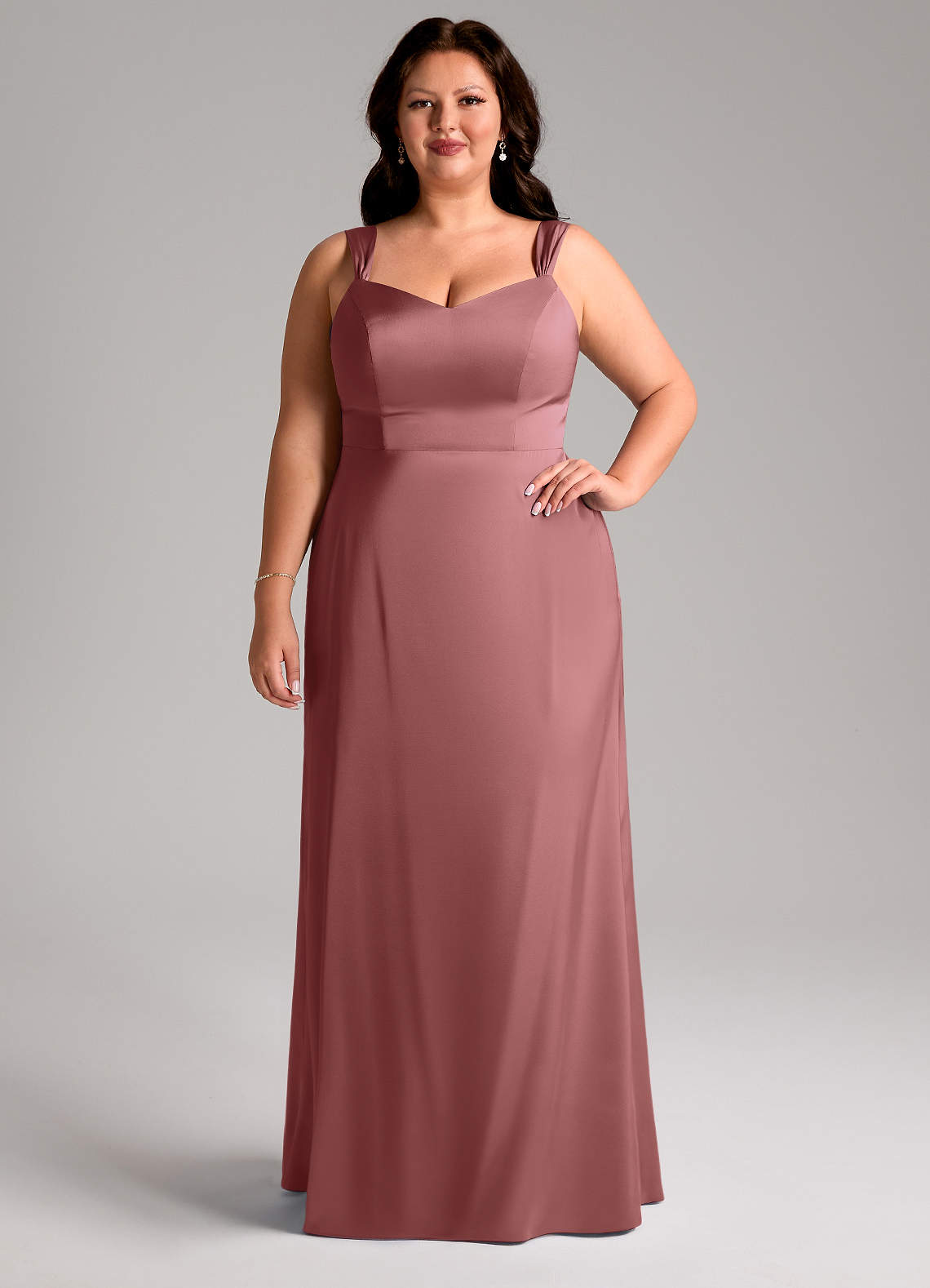 Azazie Denice Bridesmaid Dresses Amethyst Sheath Pleated Stretch Satin Dress image7