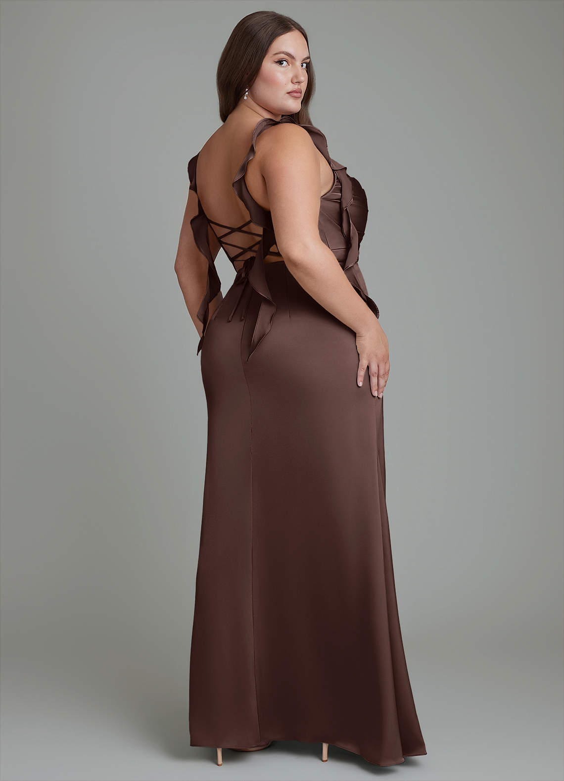 Azazie Jessamine Bridesmaid Dresses Ganache Sheath Corset Stretch Satin Dress image8