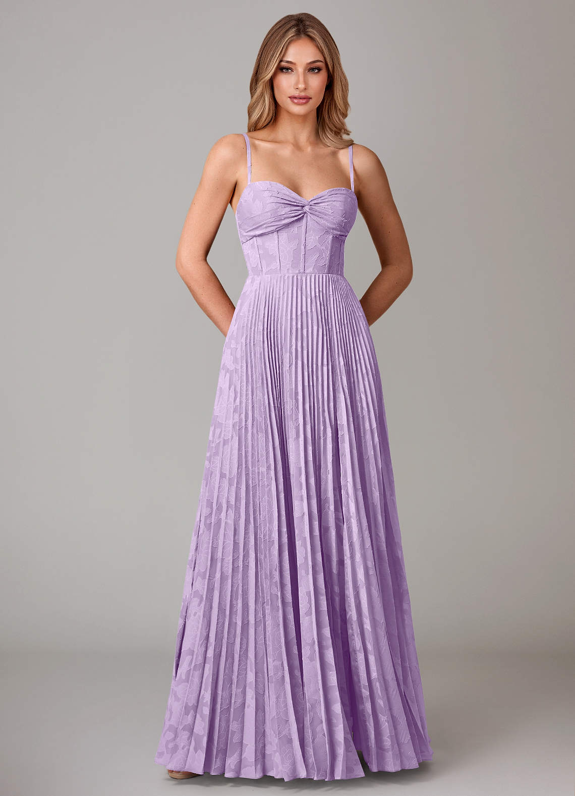 Azazie Akiko Bridesmaid Dresses Lilac A-Line Sweetheart Neckline Floral Burnout Dress image4