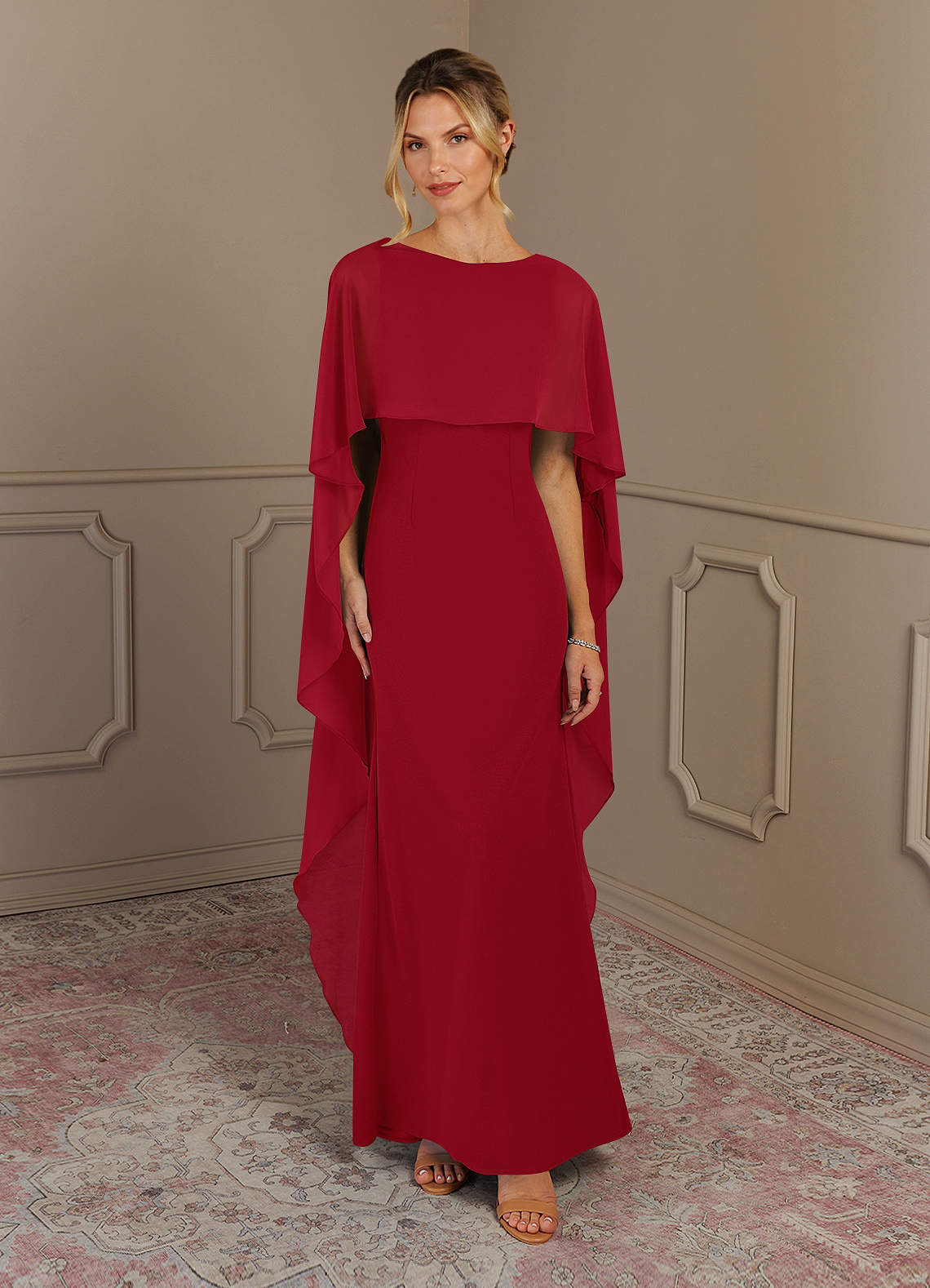 Azazie Dion Mother of the Bride Dresses Scarlet Sheath Scoop Stretch Crepe Dress image1