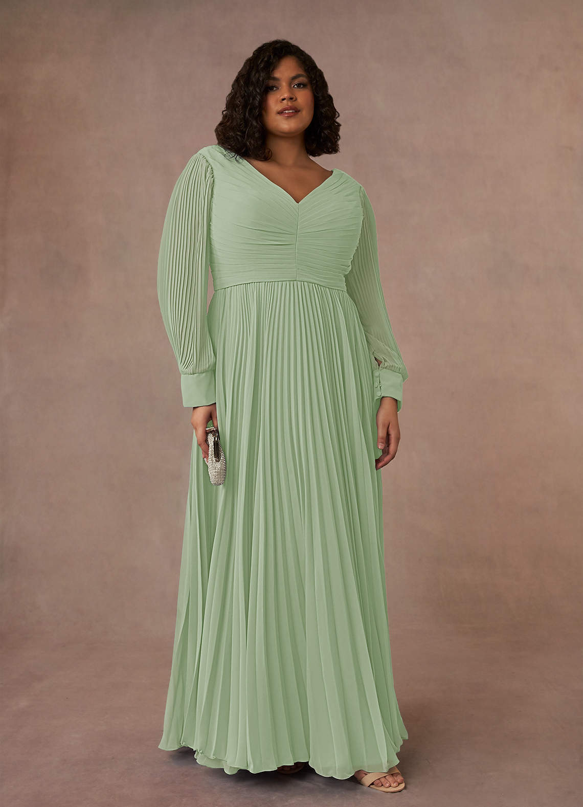 Azazie Zina Mother of the Bride Dresses Dusty Sage A-Line Pleated Chiffon Dress image6