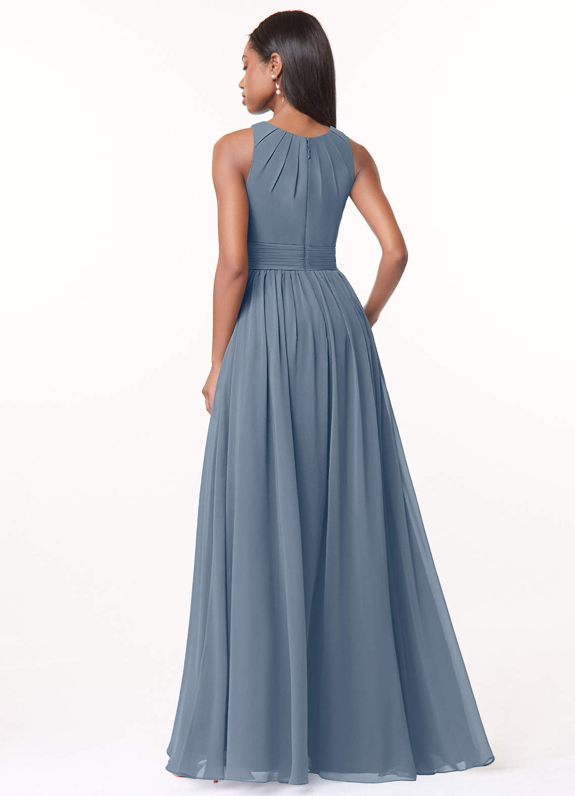 Azazie A-Line Scoop Neck Floor-Length Chiffon Bridesmaid Dresses - Twilight