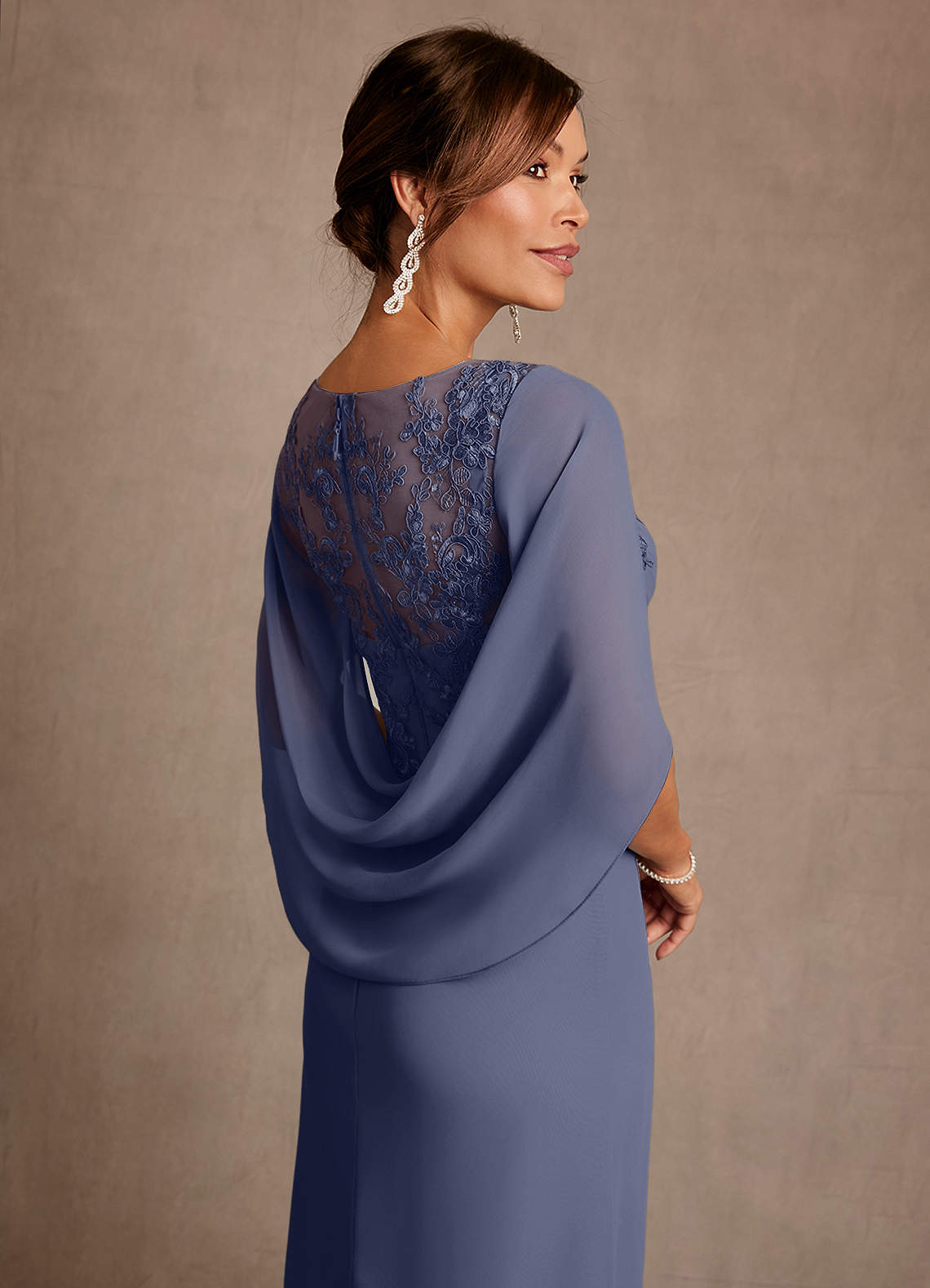 Azazie Santa Clara Mère de la mariée Robes Robe Trapèze en Dentelle Bleu Orageux image5