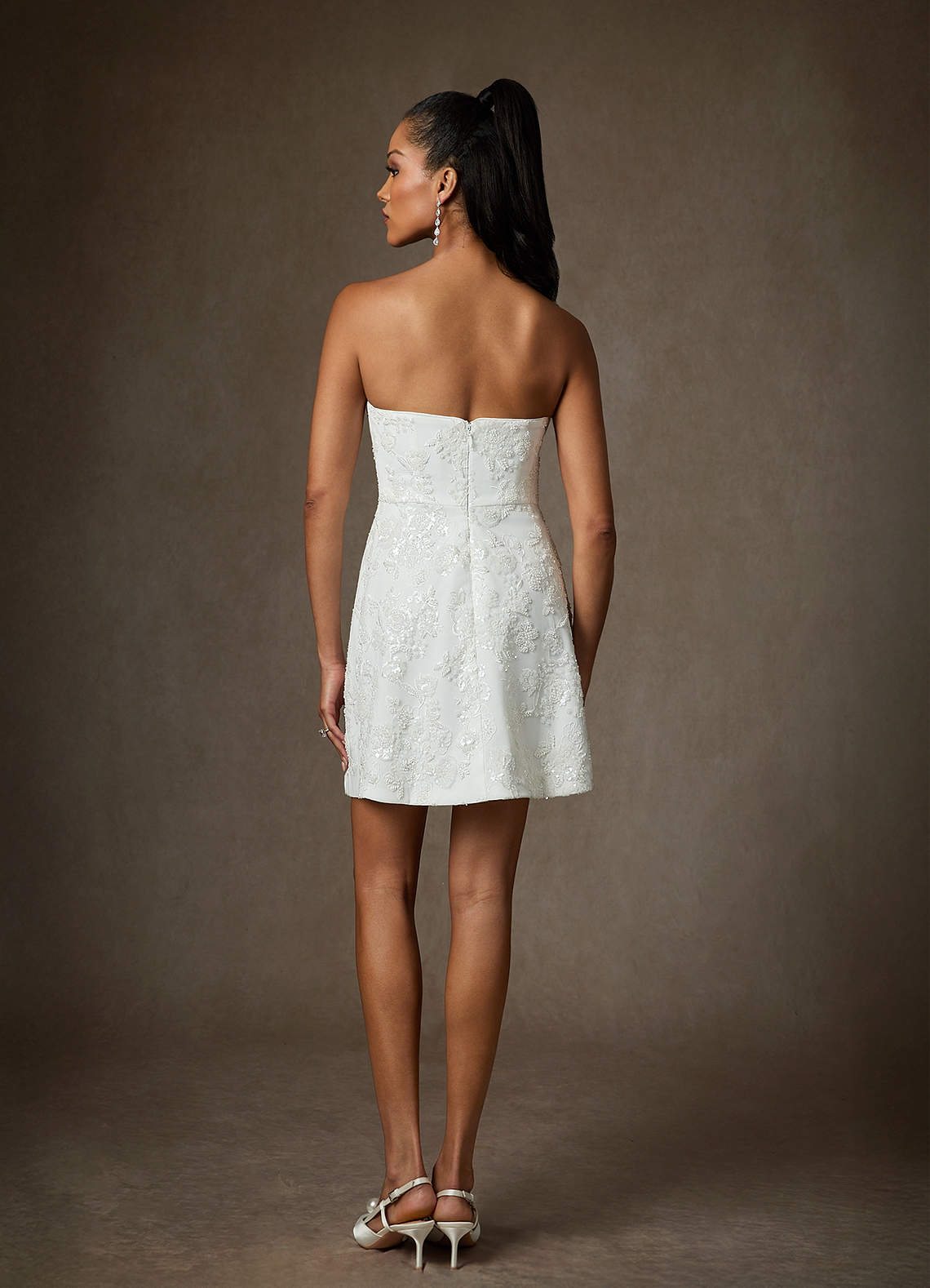 Azazie Atila Robes de mariée Robe Trapèze en Dentelle Blanc De Diamant image7