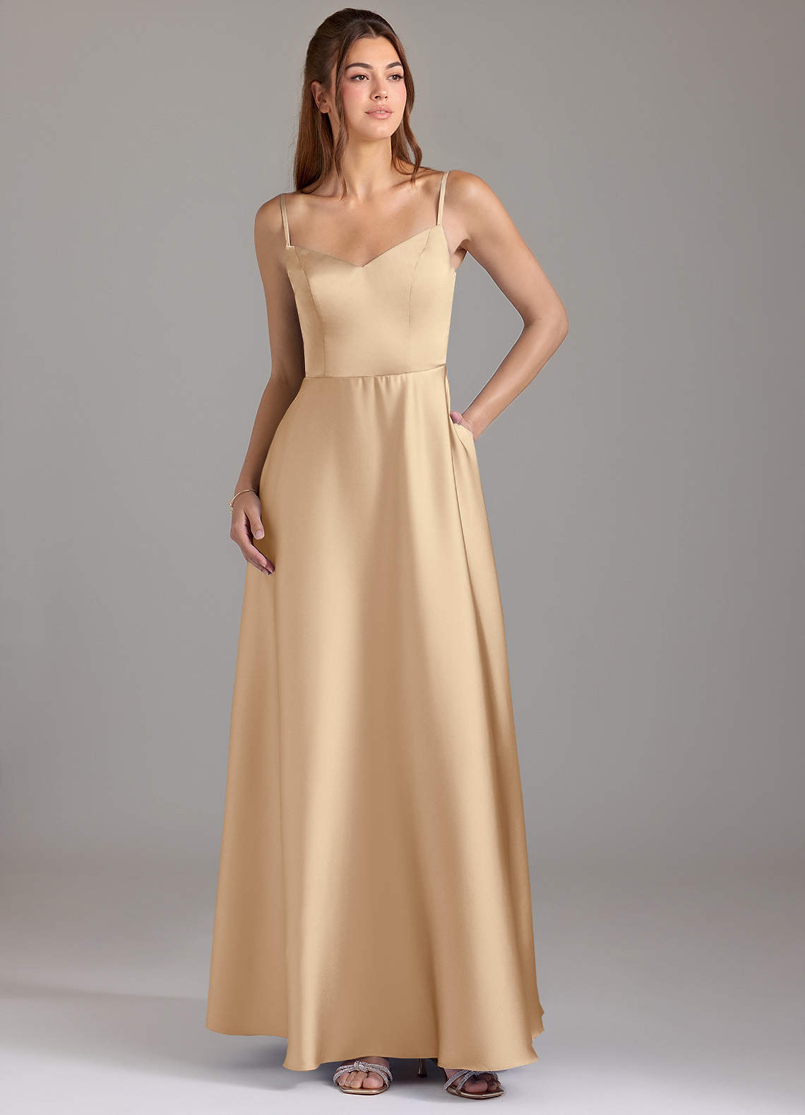 Azazie Marley Champagne Stretch Satin Bridesmaid Dresses | Azazie Azazie Marley Champagne Stretch Satin Bridesmaid Dresses | Azazie