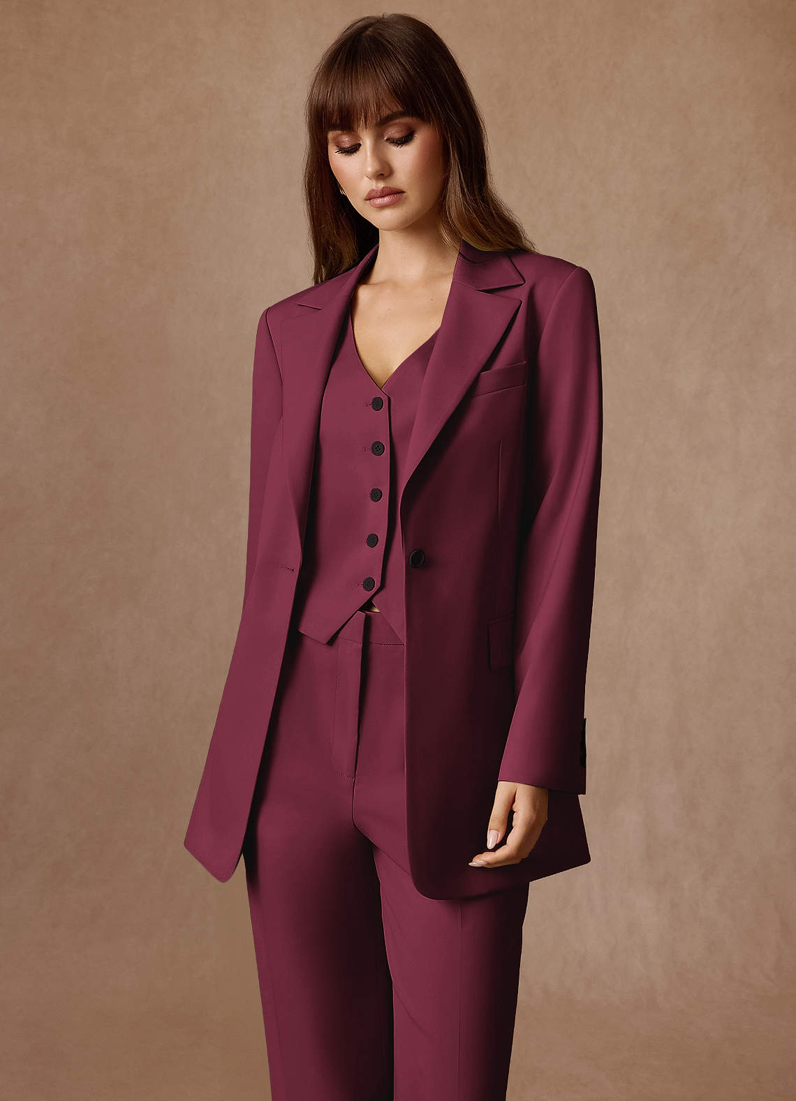 front Rowan Burgundy Refined Weave Performance blazer