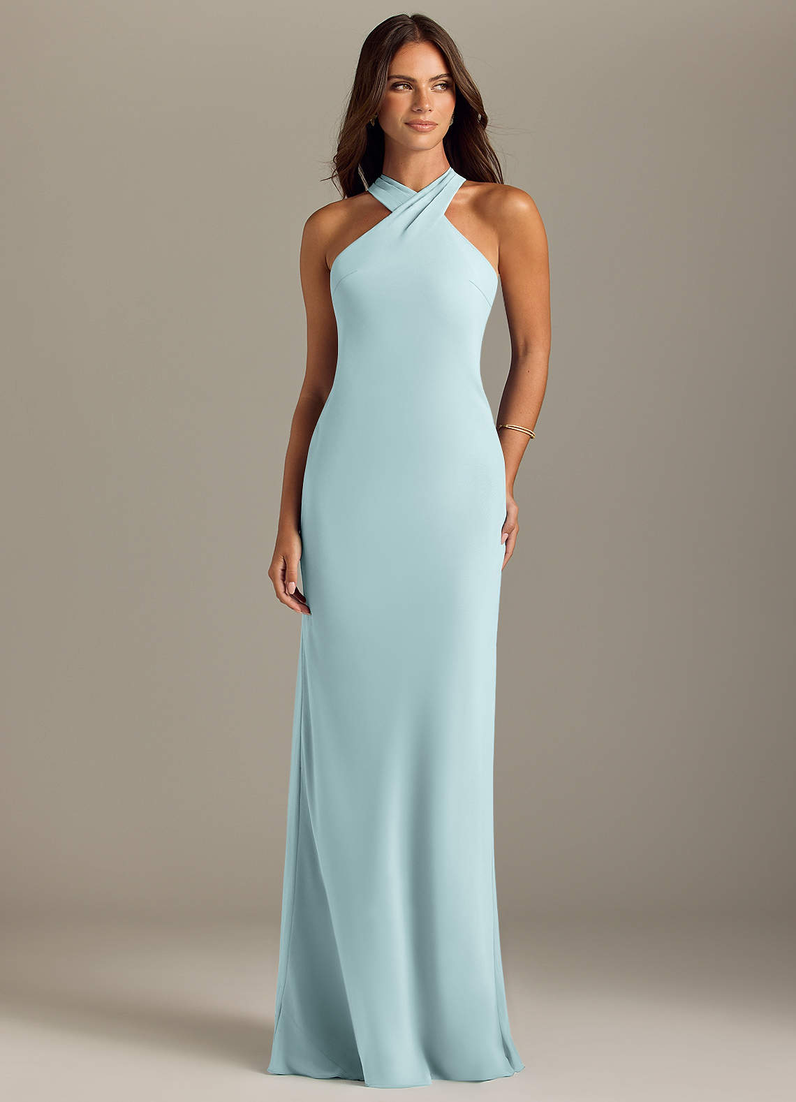 Azazie Doretta Bridesmaid Dresses Mist Mermaid Pleated Chiffon Dress image1