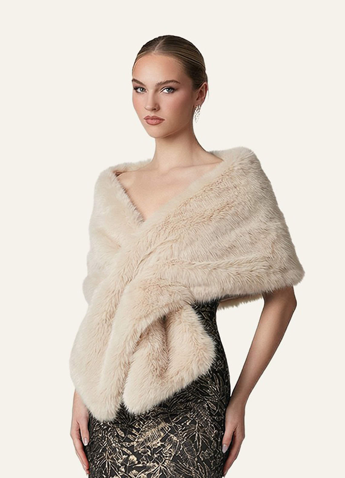 front Plush Faux Fur Wrap