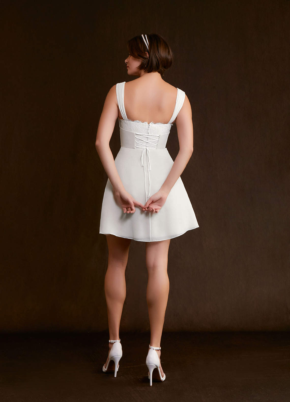 Diamond White A-Line Sweetheart Lace Dress