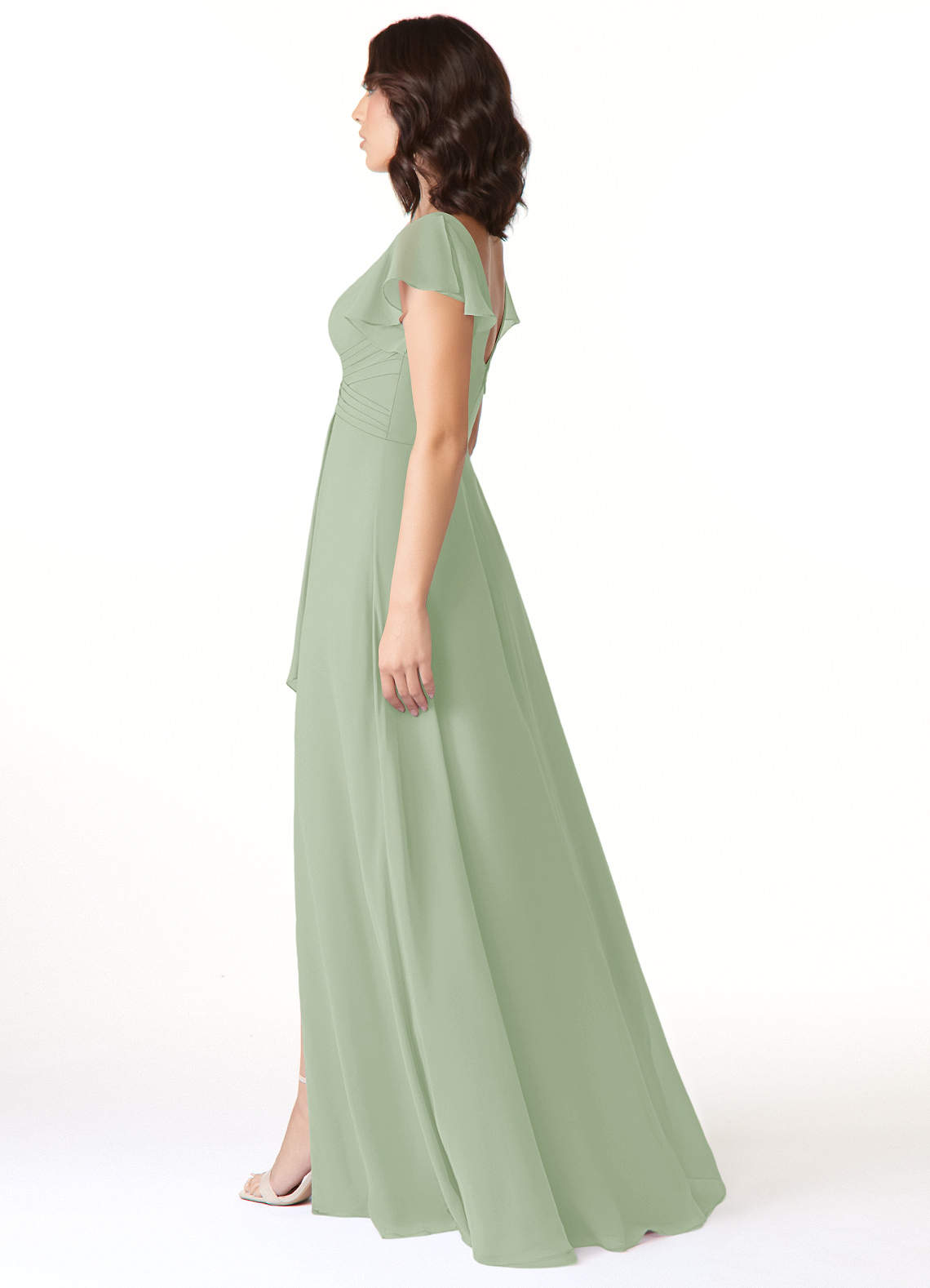 Azazie Omari Bridesmaid Dresses Dusty Sage A-Line Chiffon Dress image5