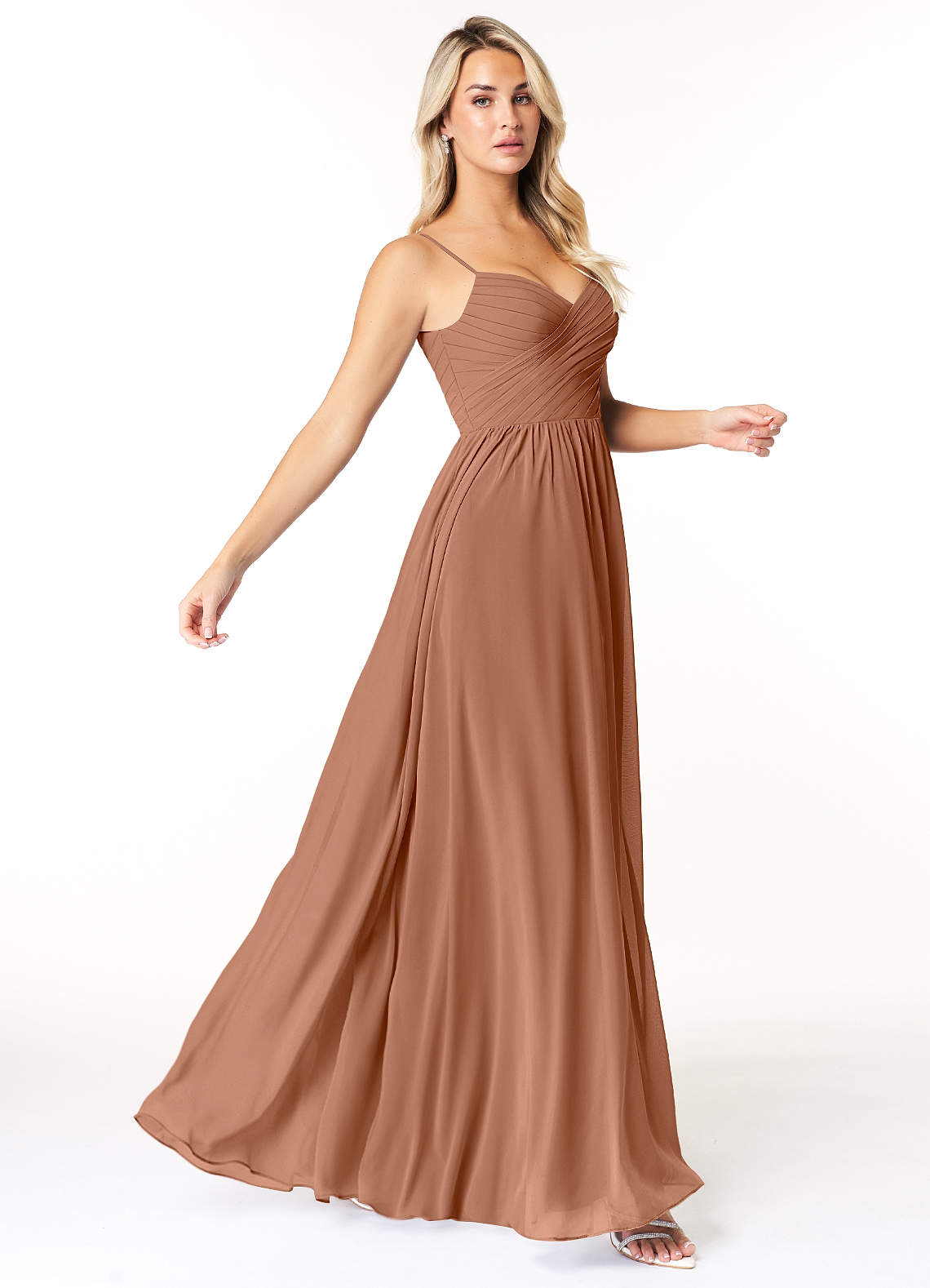 Azazie Lisbon Bridesmaid Dresses Bronzer A-Line Sweetheart Neckline Chiffon Dress image1
